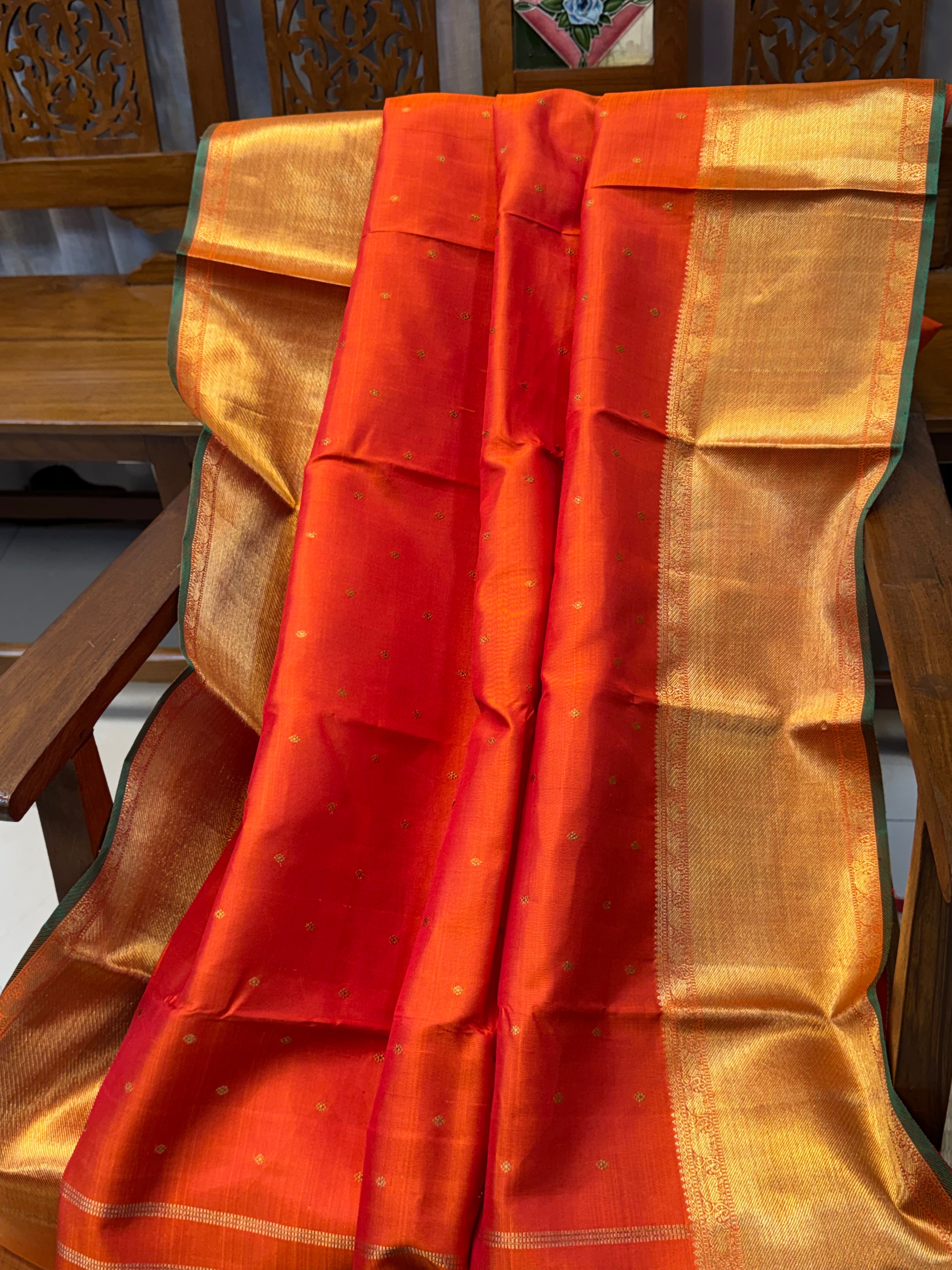 Rust big border  / kanjipuram silk
