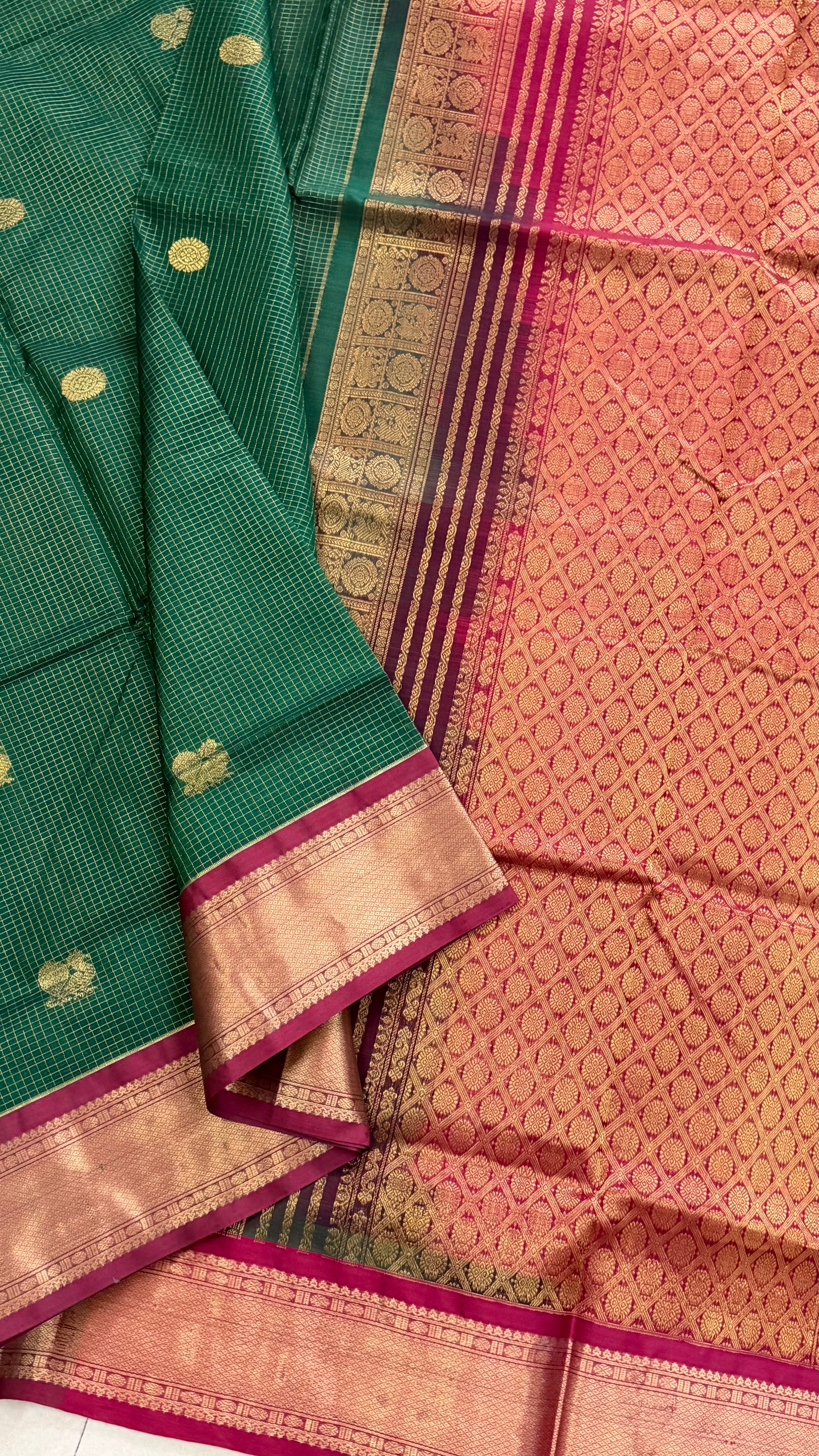 Green Zari Kattam premium silk cotton