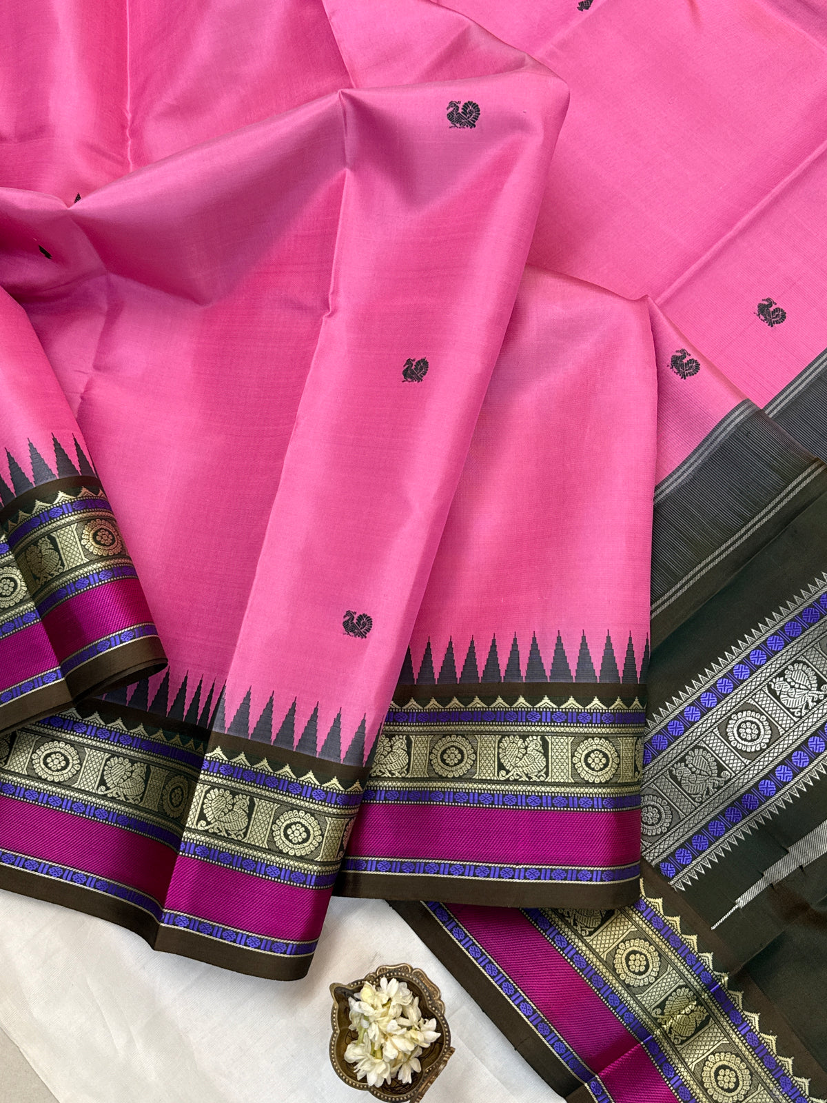 festivel edit _special edition_ Rose pink and Korvai thread butta/silk saree clsa 12430