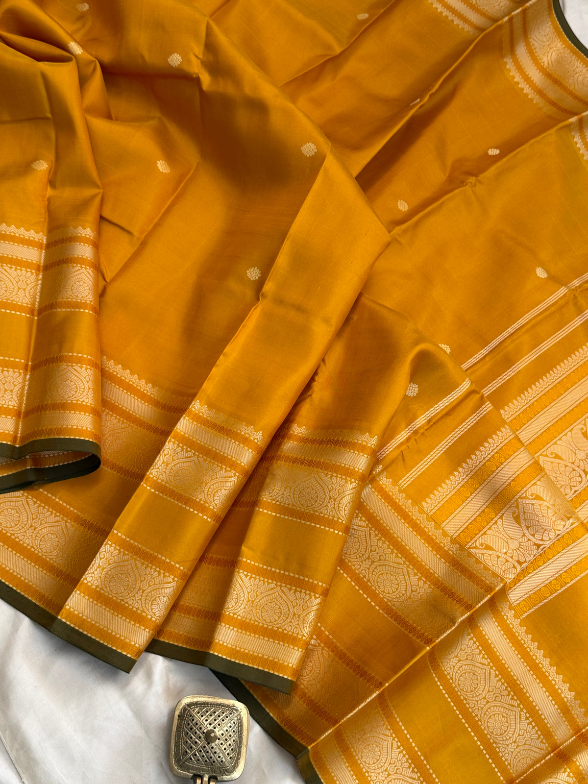 Mustard Yellow unique kili pallu / Special edition kanjipuram silk