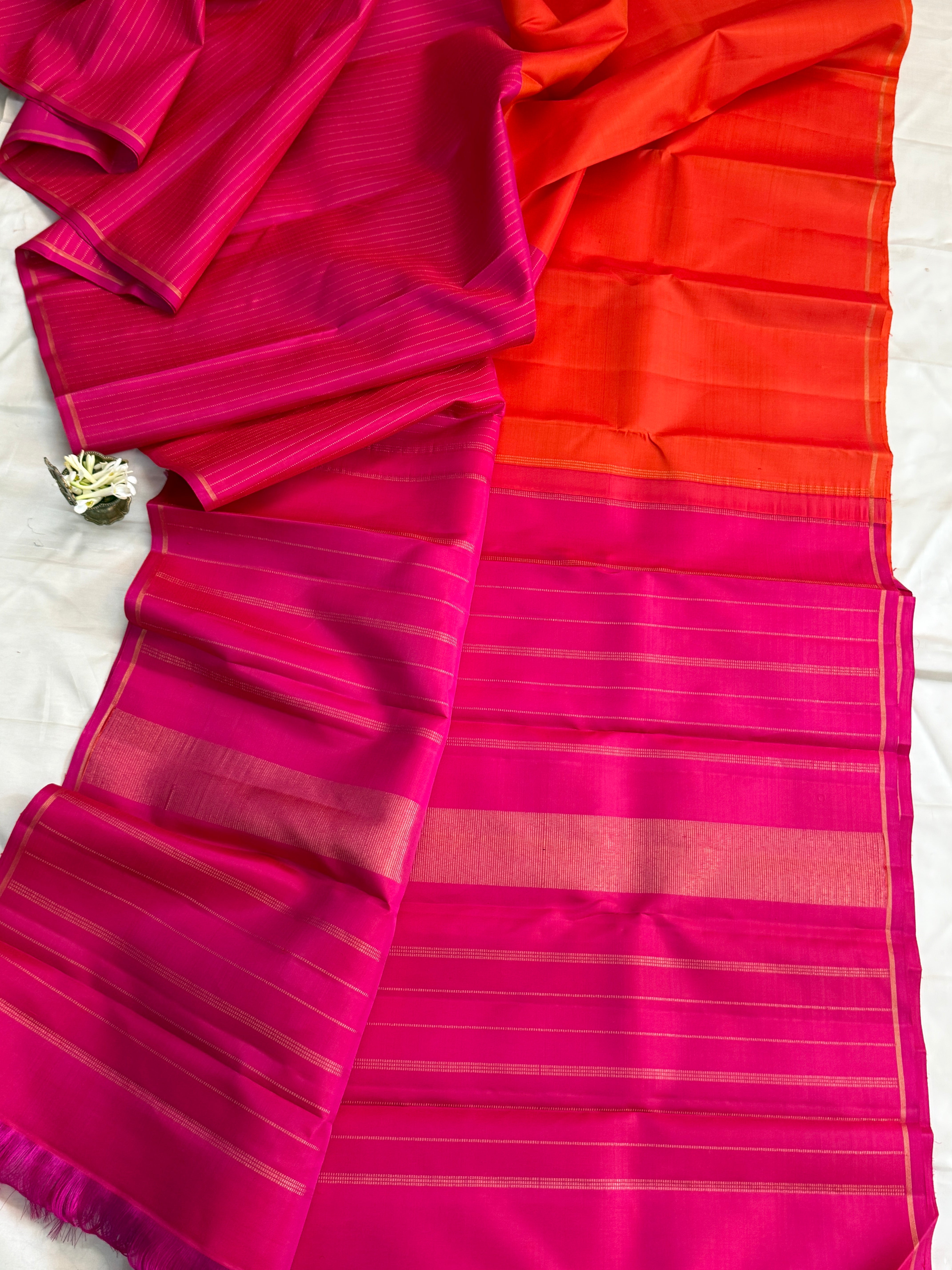Orange and pink half an half pattern / Kanjipuram silk CLSA11584