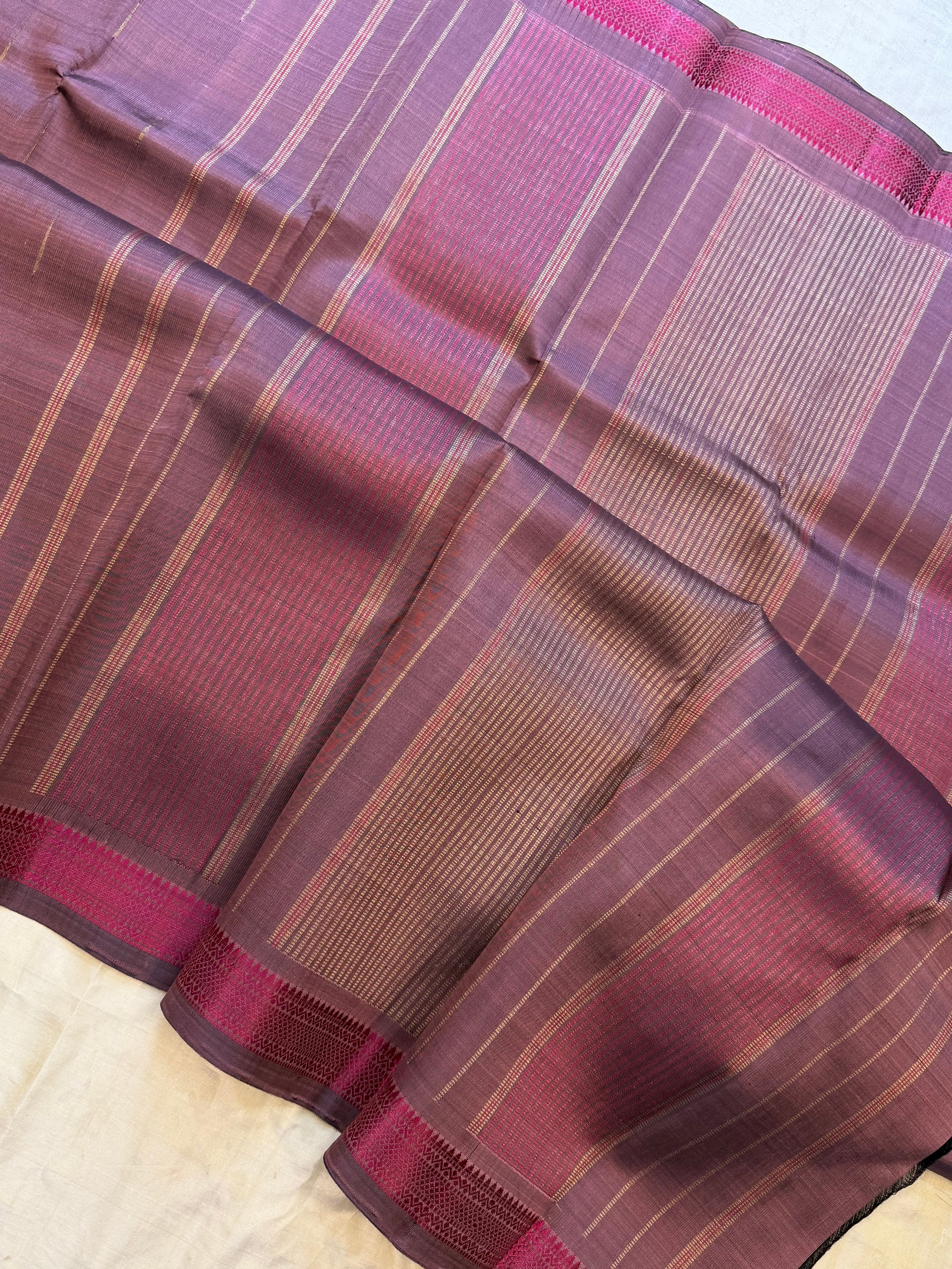 Permam : mauve  small border  / Kanjipuram silk CL2999