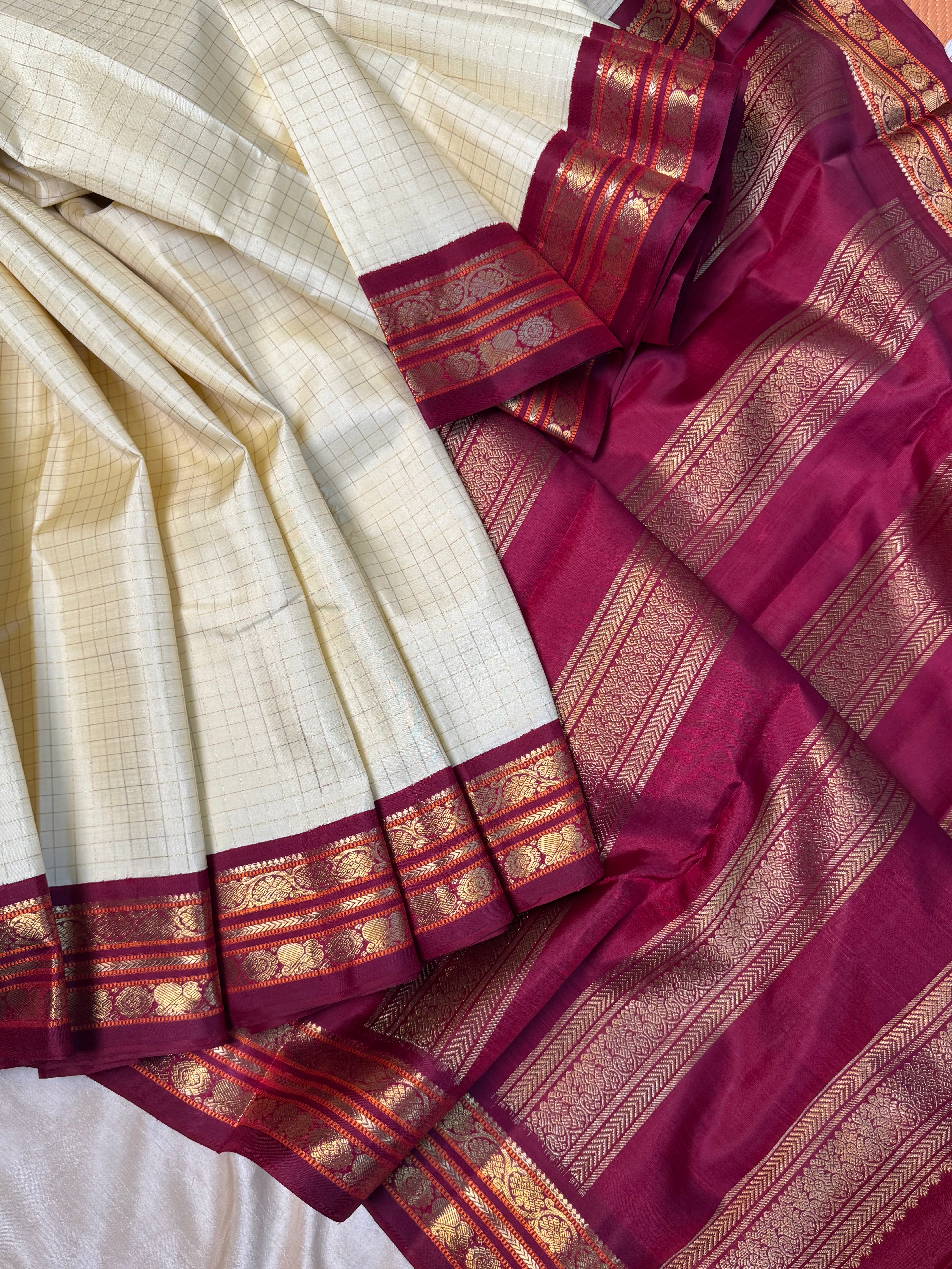 White Kattam Korvai / Kanjipuram silk