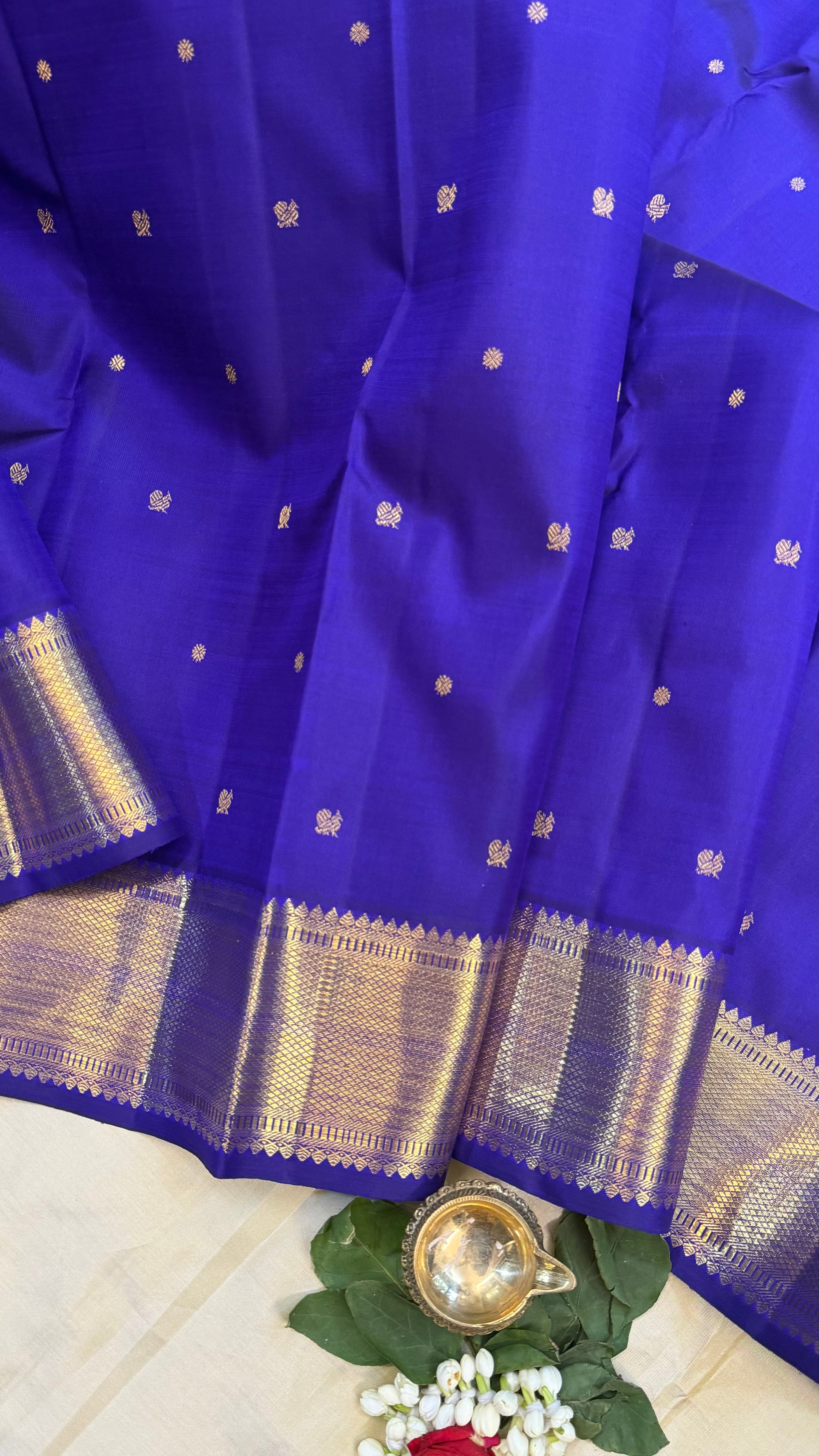 Purplish blue getti border/ kanjipuram silk