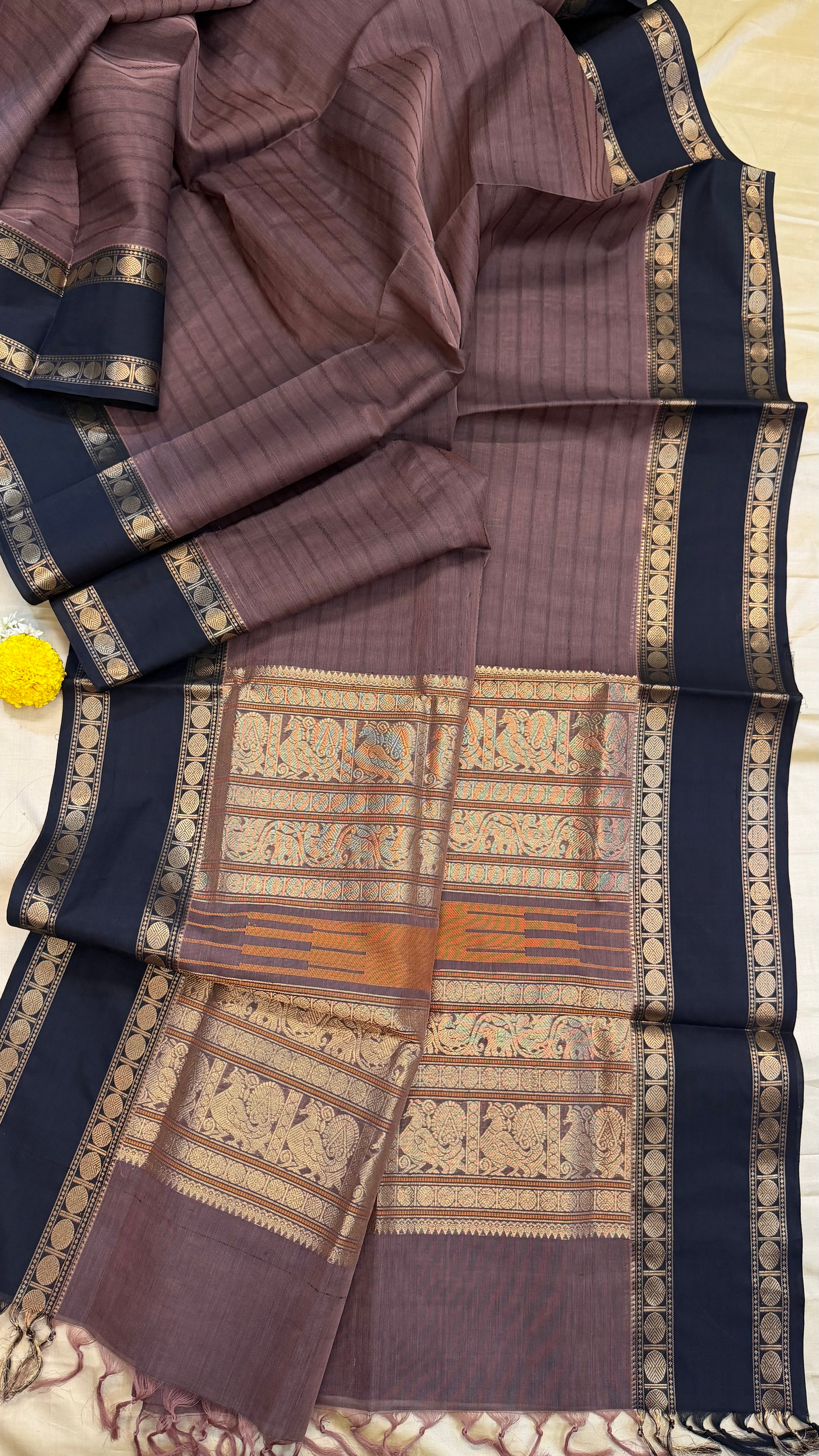 Brown and black rettapet/ Silk Cotton