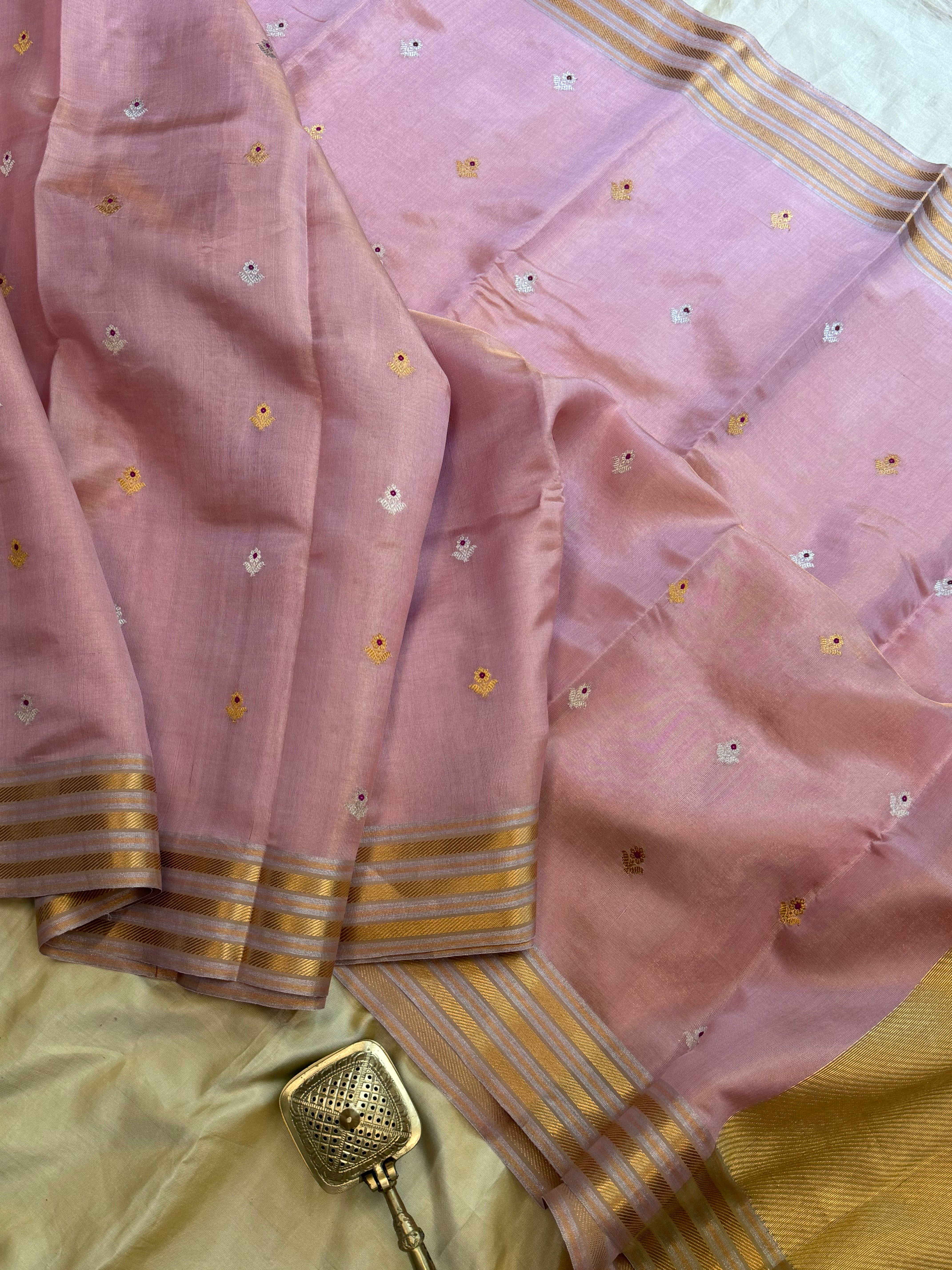 Pink tissue varisapet   / revival Chanderi silk