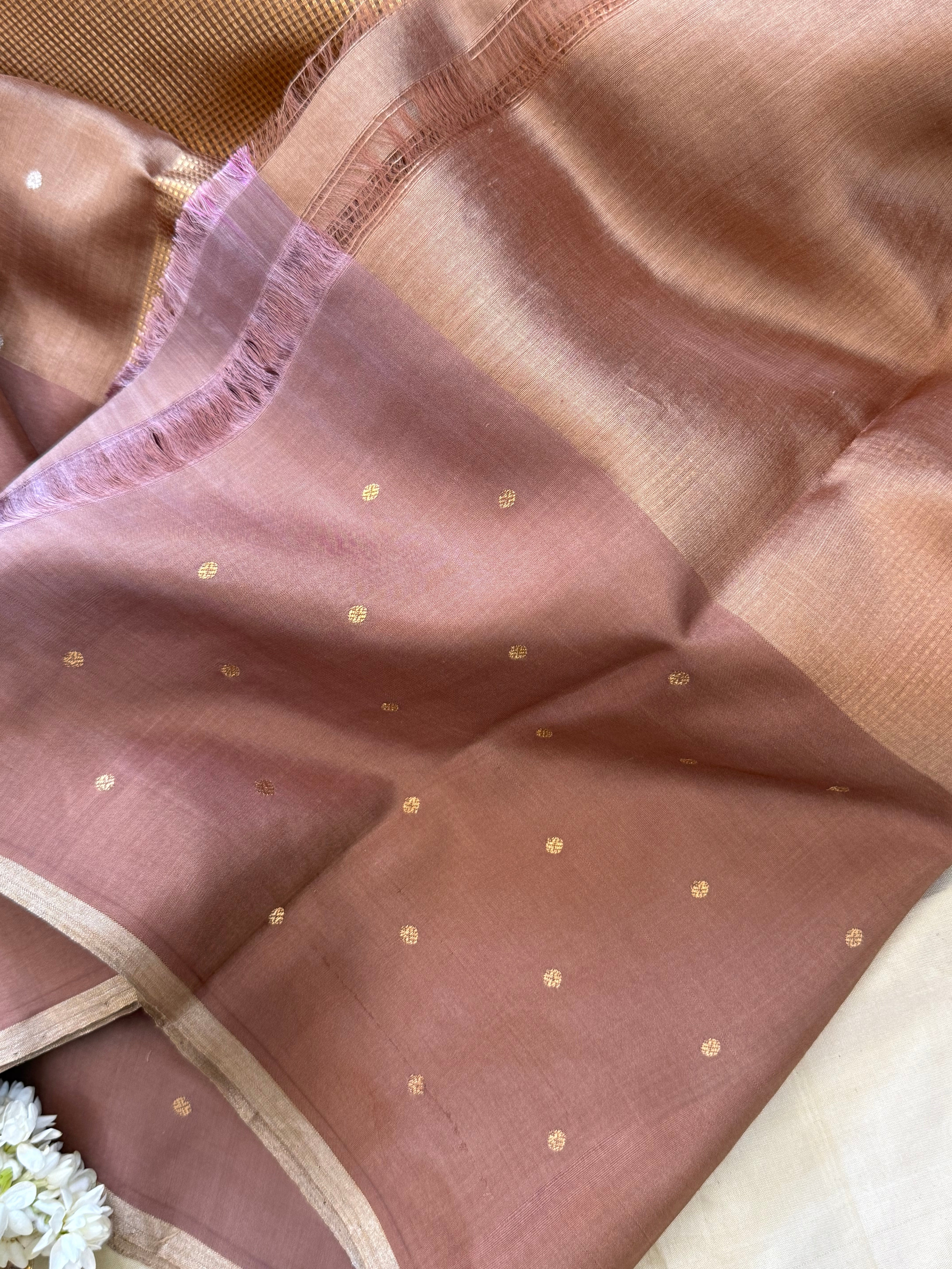 Lite brown small border/Chanderi silk CLSA10880