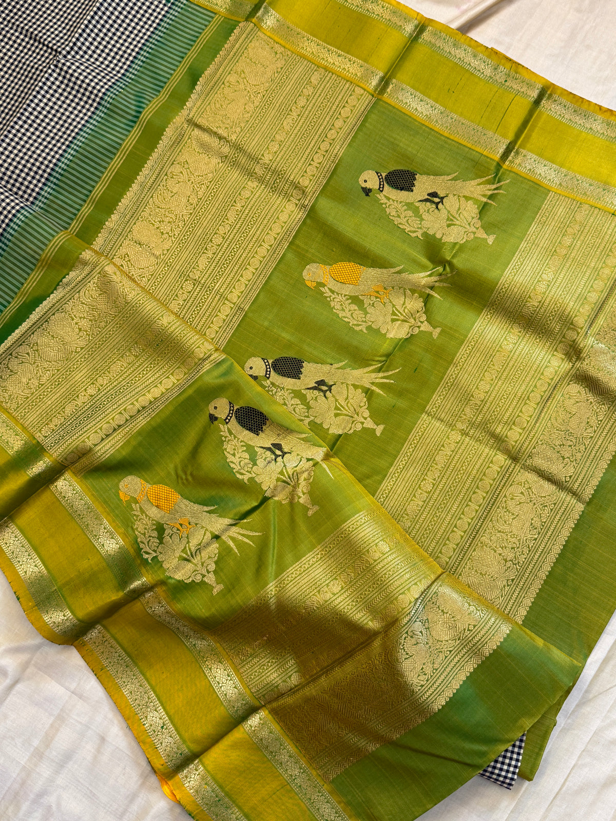 Special edition-black and white podi kattam with Rettapet border and Korvai silk saree/clsa 12583