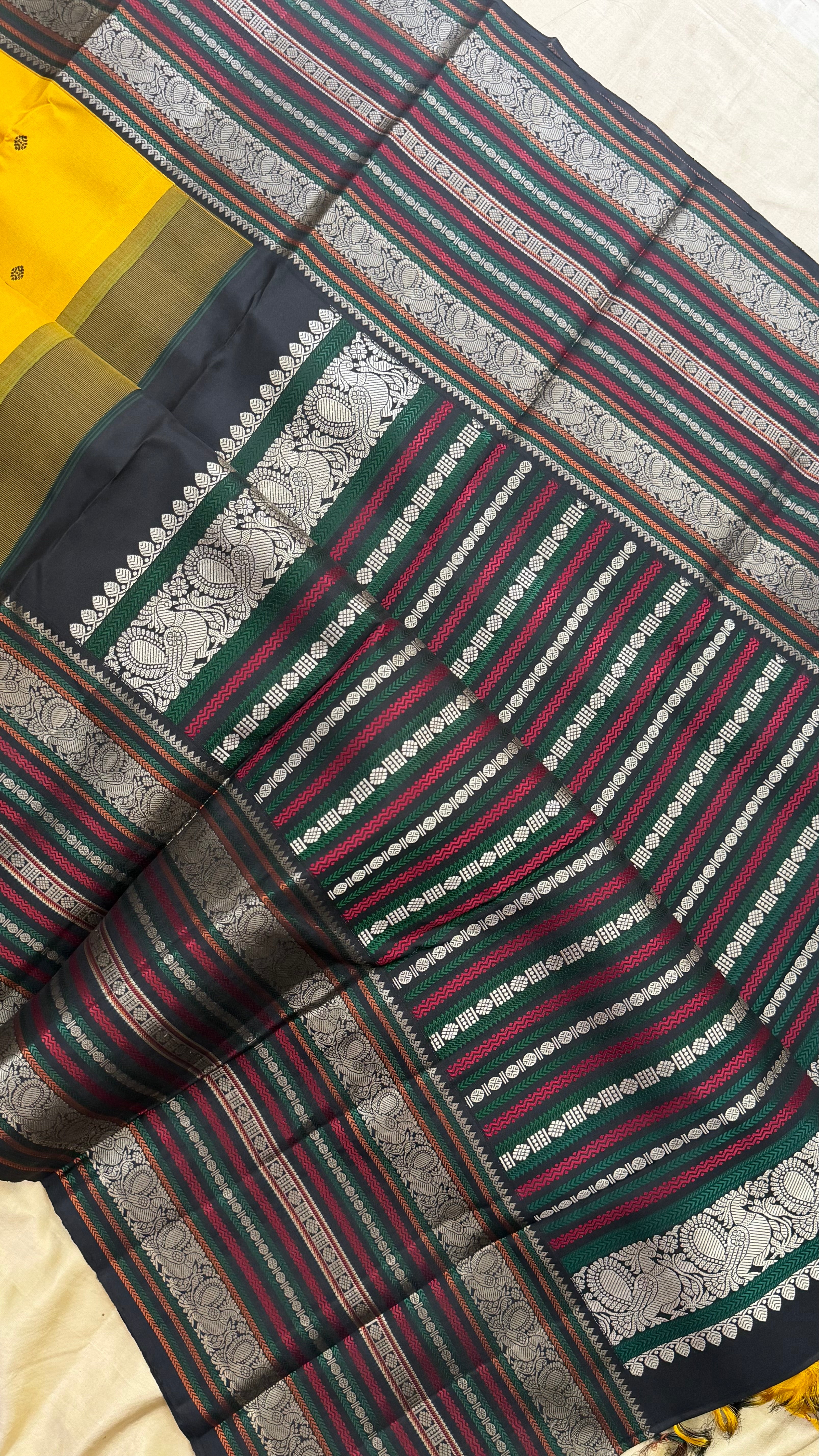 Amoha : Yellow with black varsiapet  Kanjipuram silk 9086CL
