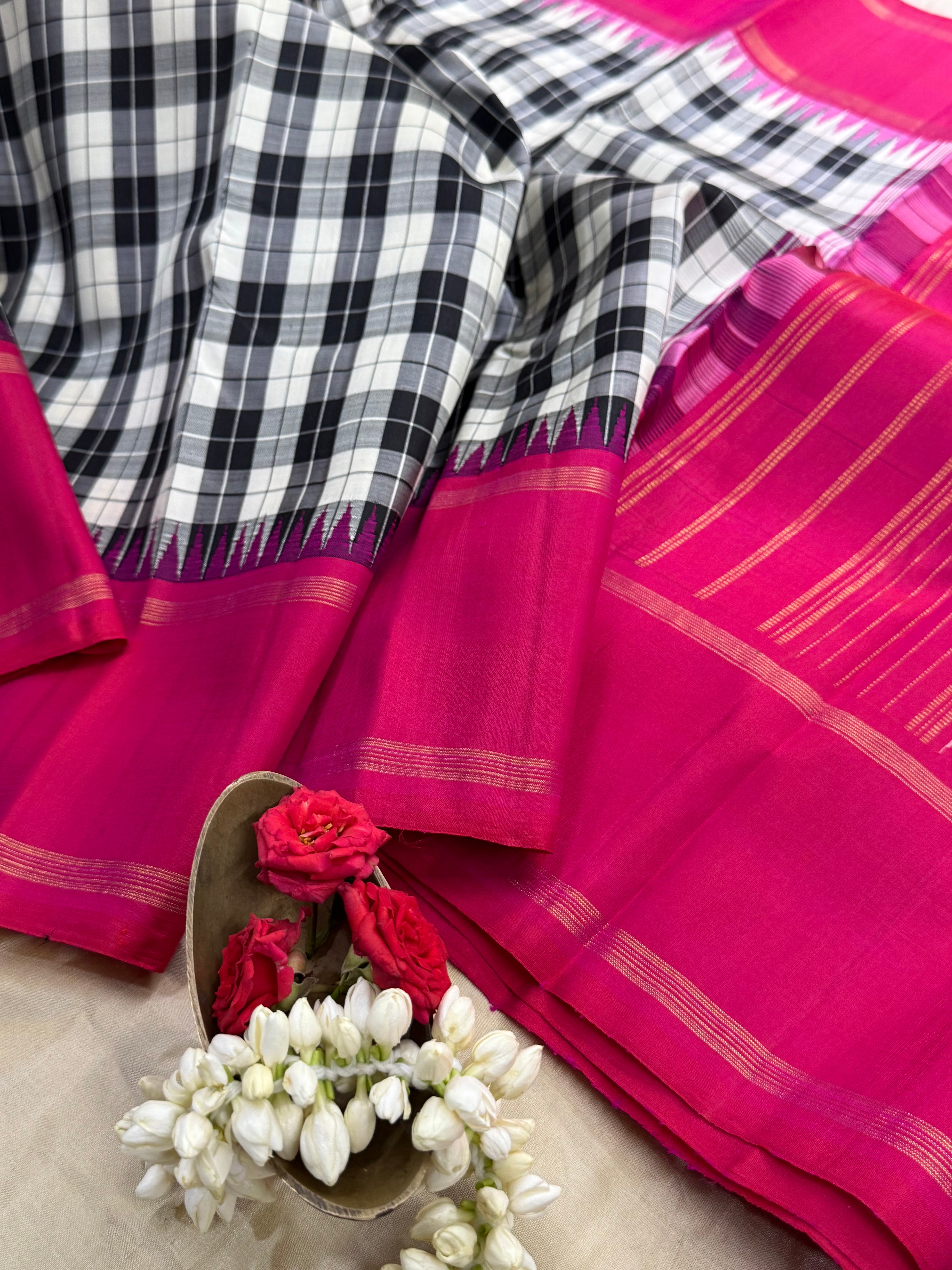 Black and white burberry checks / Arani silk