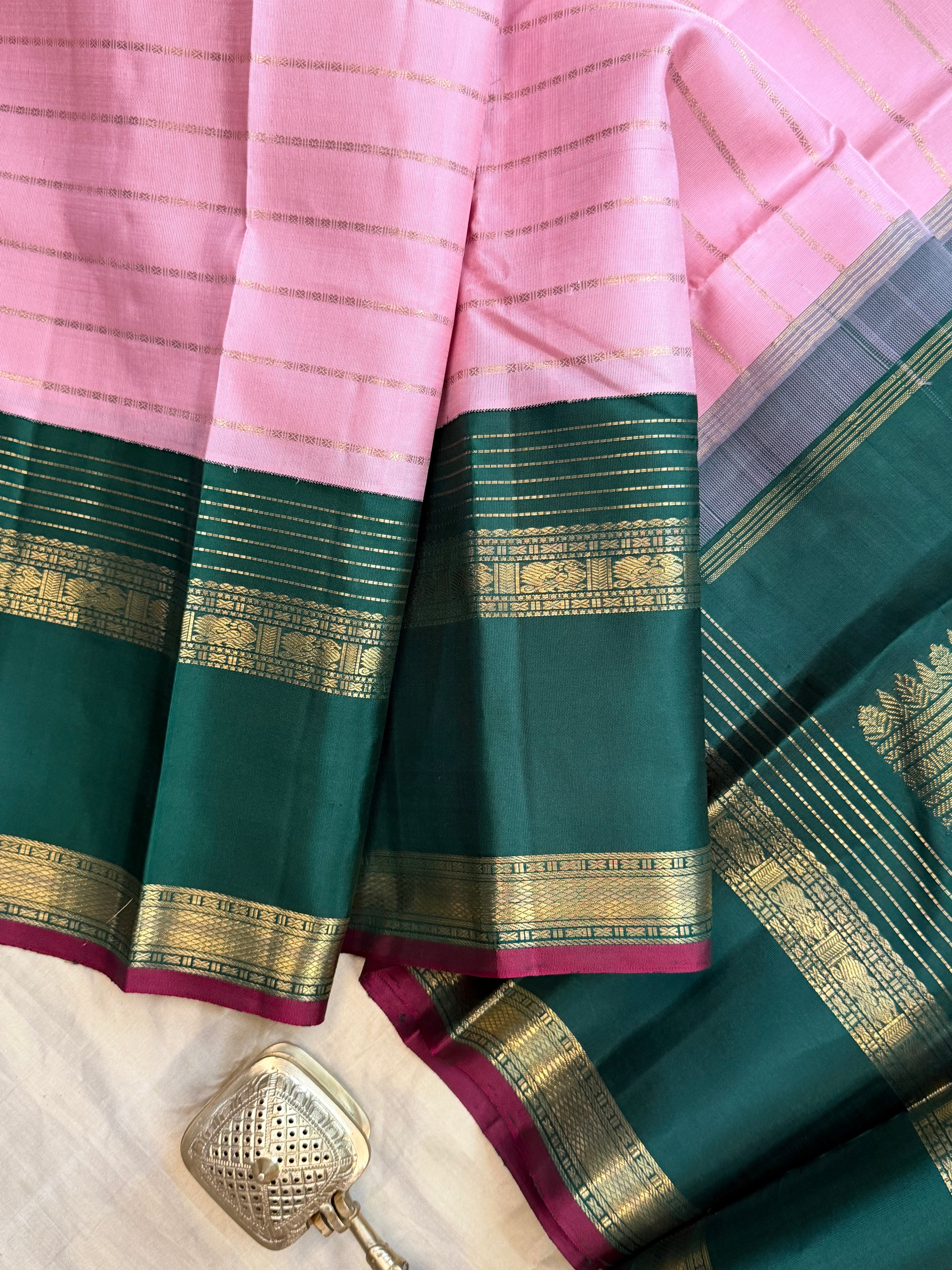 Pink  veldhari Korvai / Kanjipuram silk