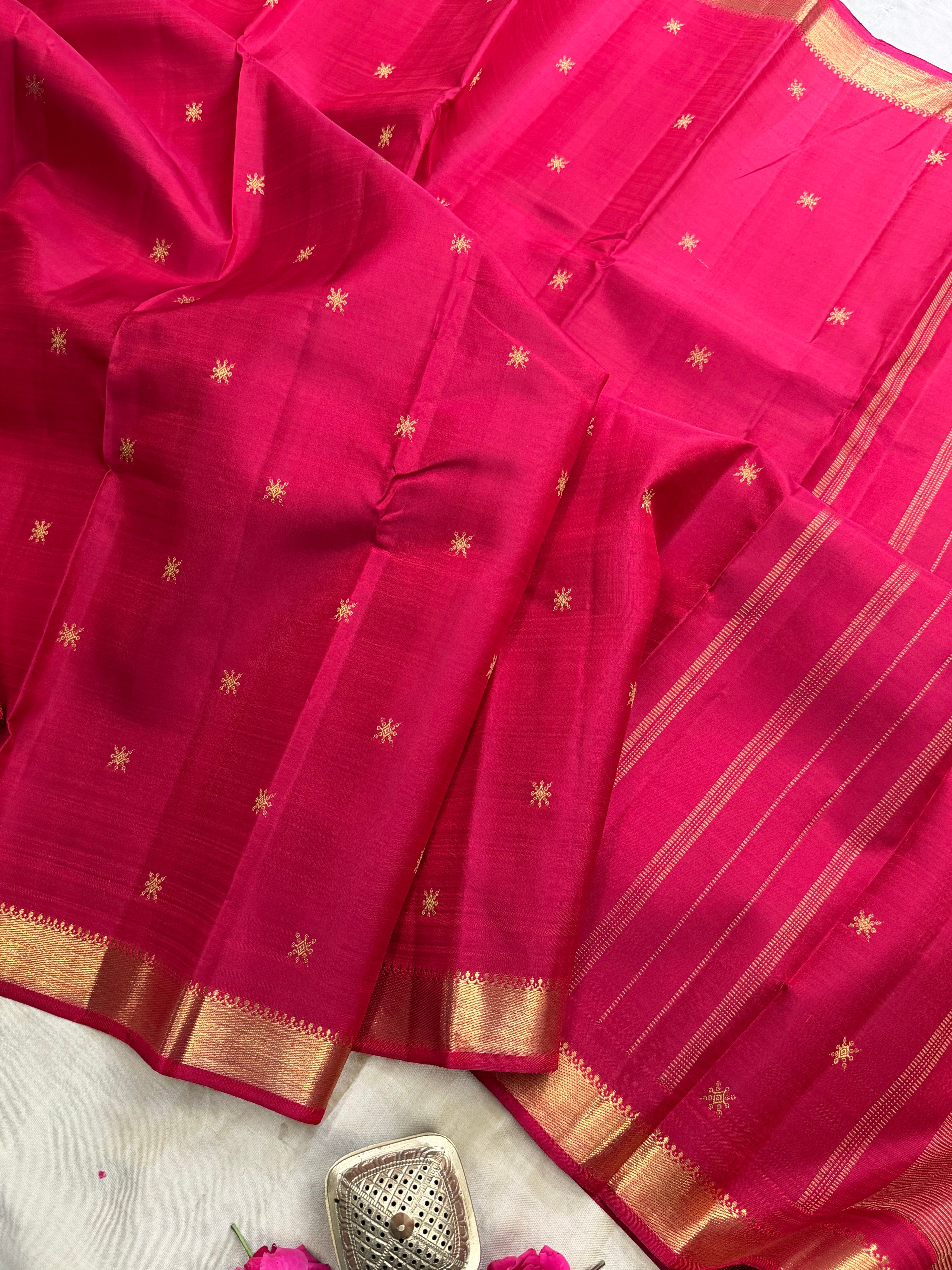 Red  small border pure Zari Kanjipuram silk CLSA9790