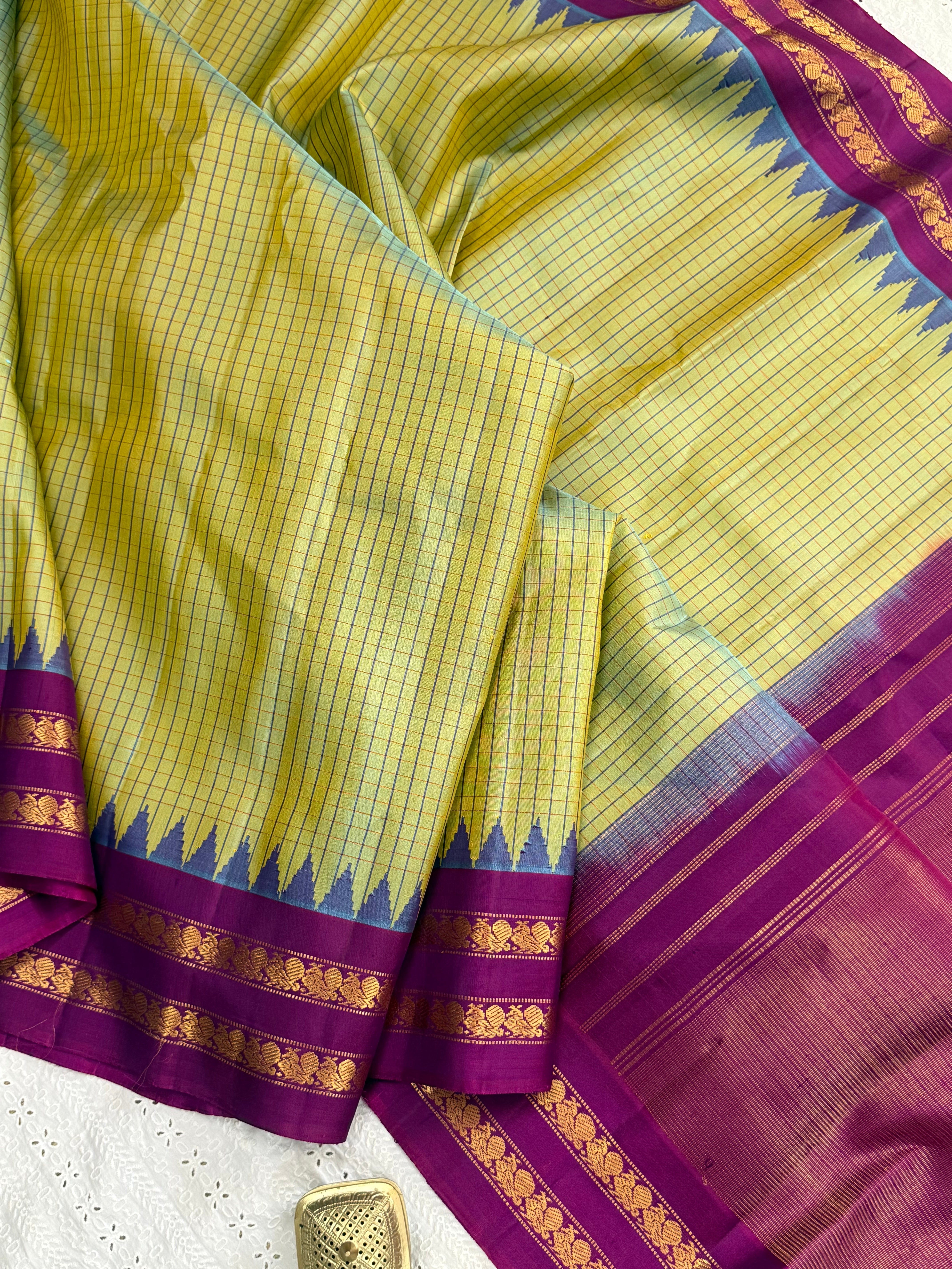 Green shot purple kattam / Gadwal silk CL10310