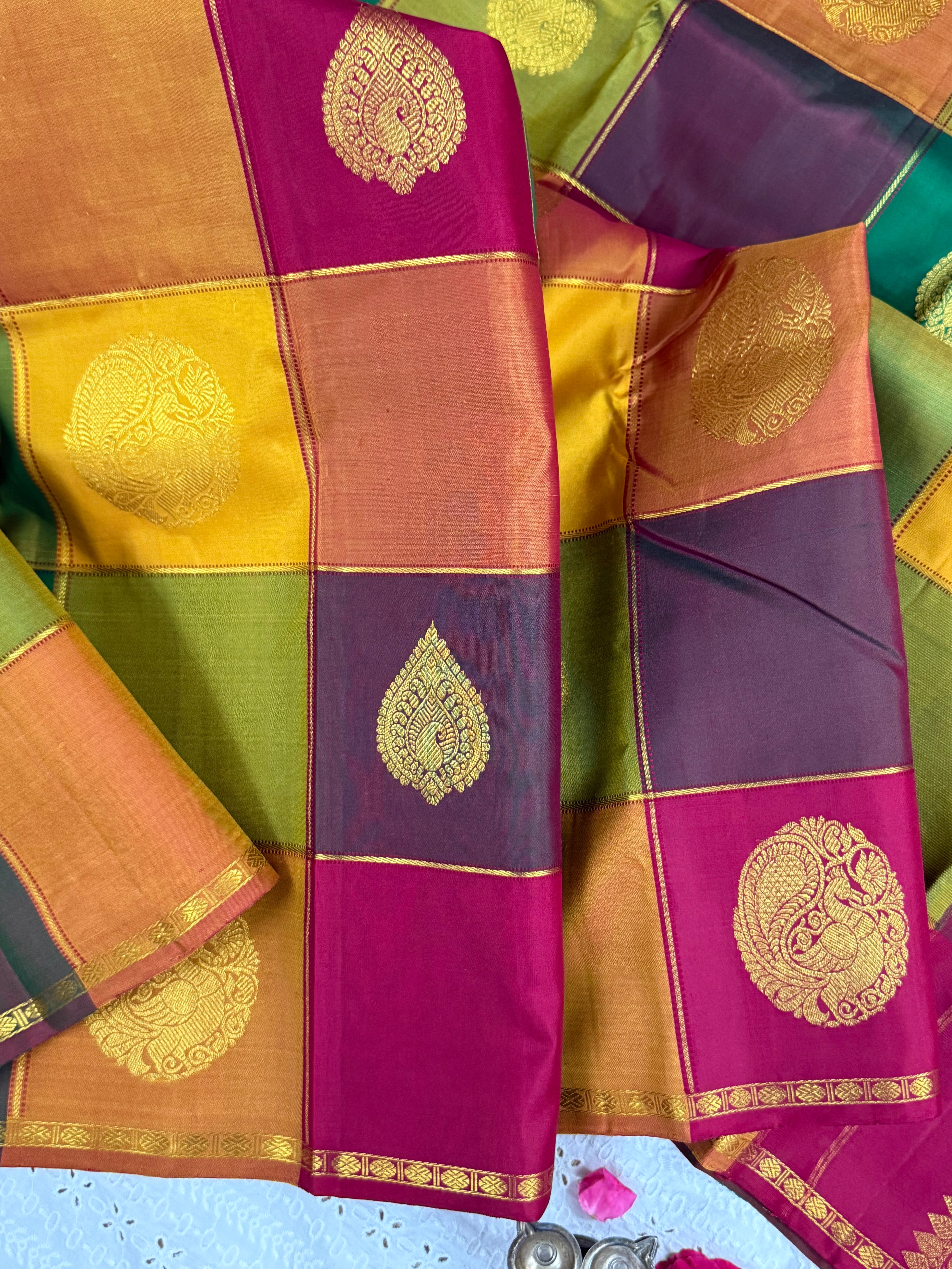Paalum pazhamum checks/ Arani silk