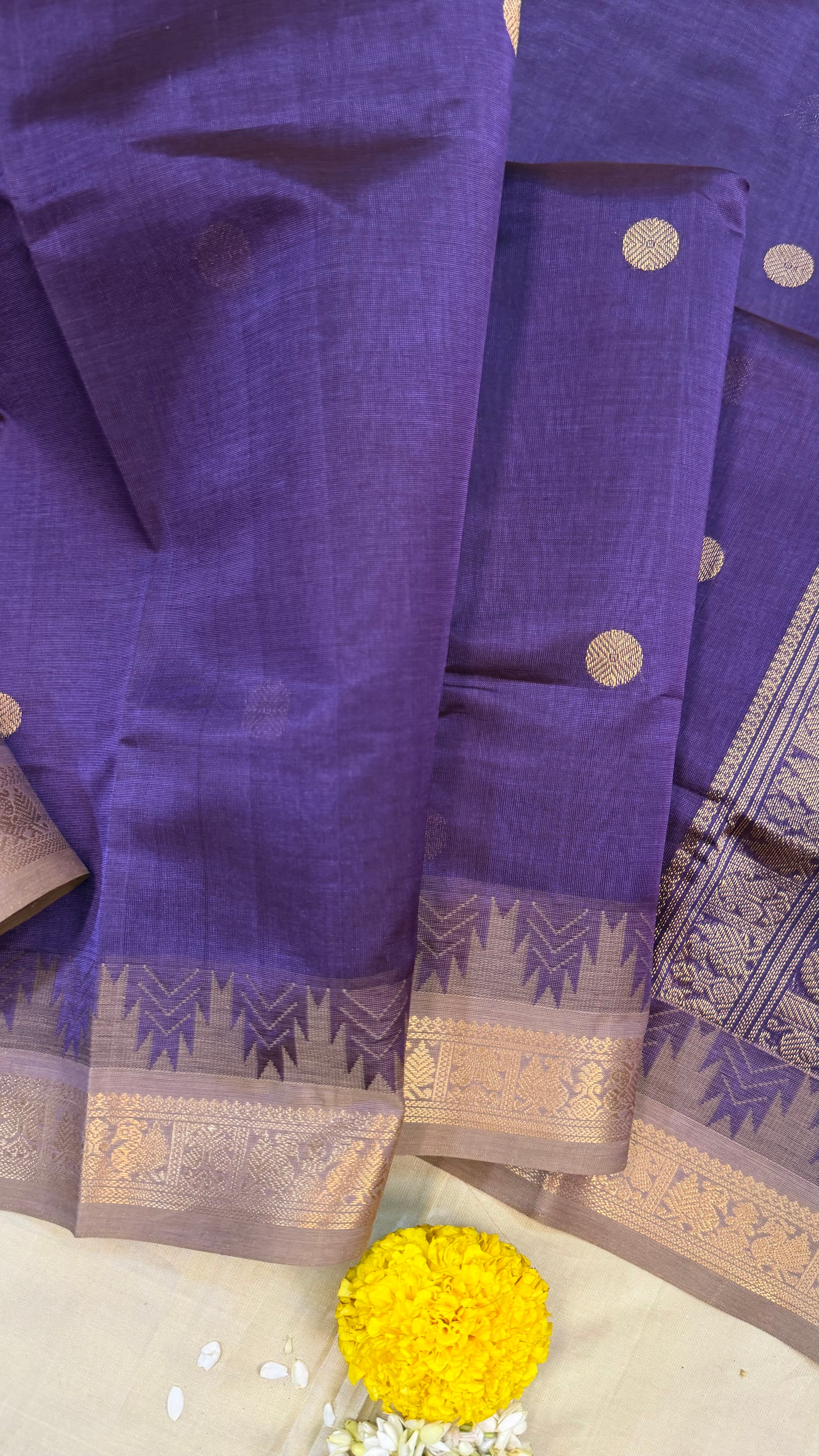 Purple small border/  silk cotton