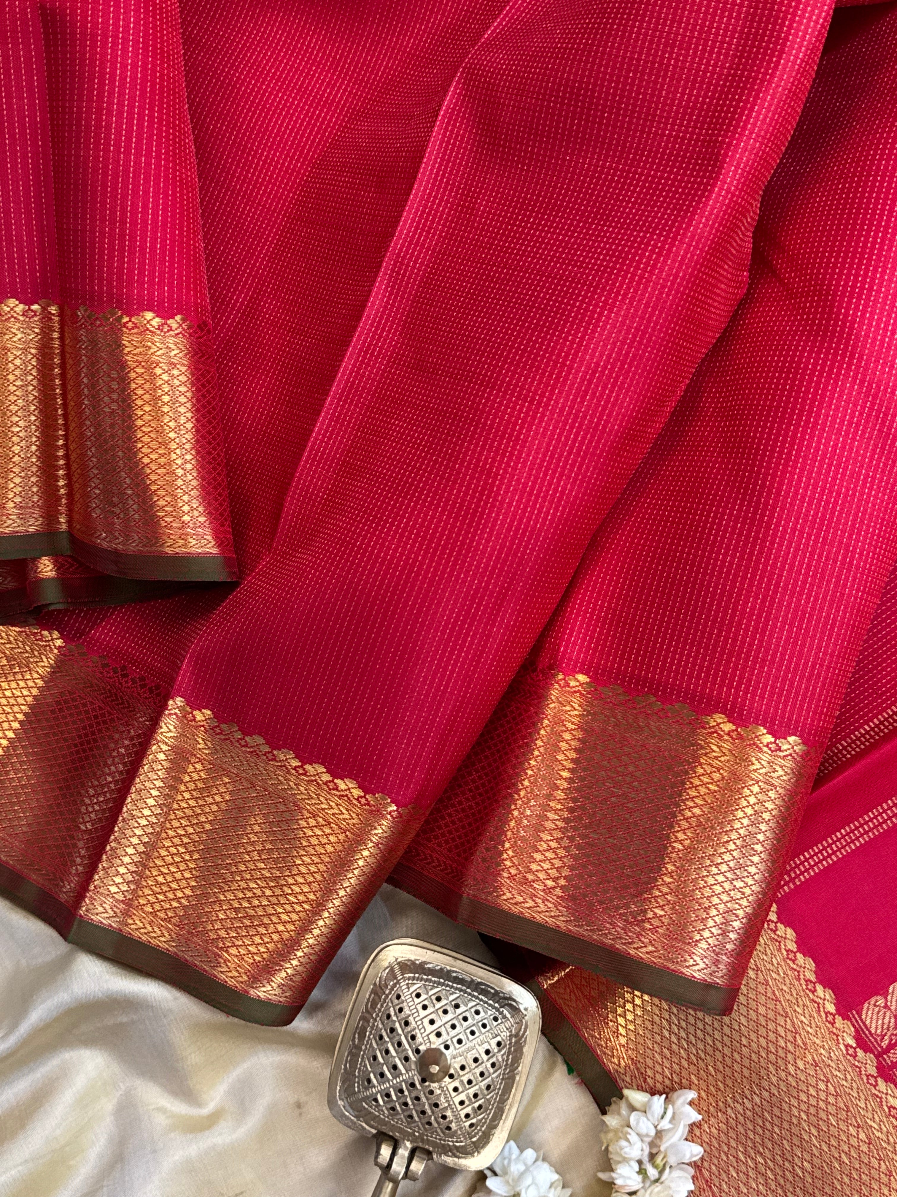 Pinkish red zari oosivanam / Kanjipuram silk CLSA7775