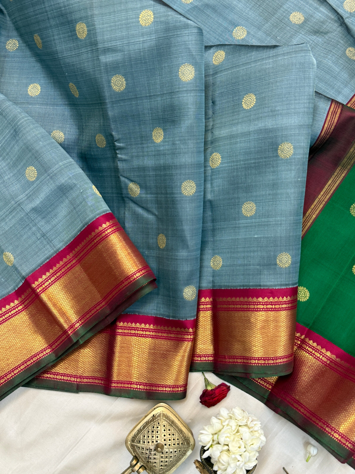 double Palla Korvai / Kanjipuram Silk Saree CLSA9474