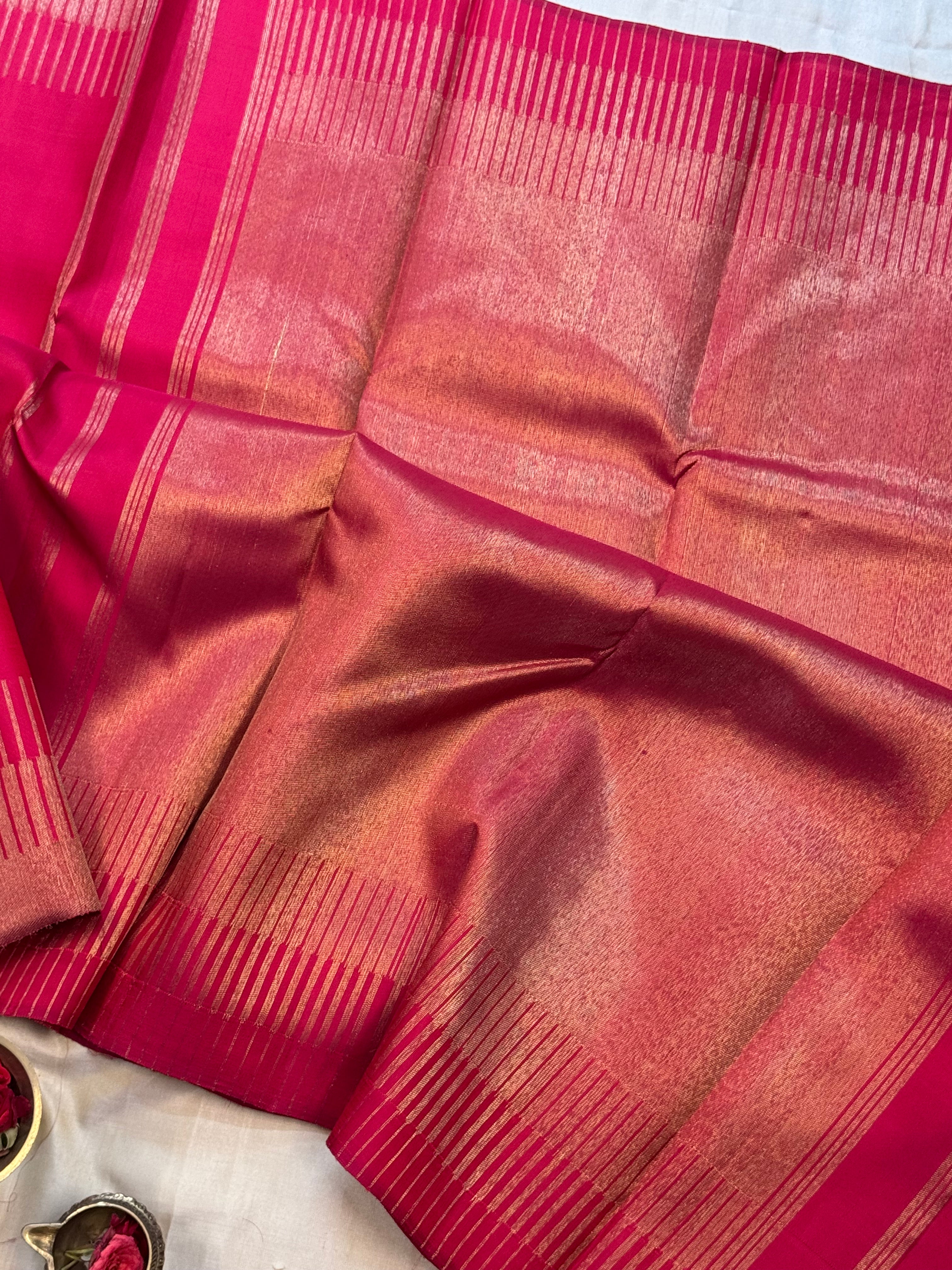Reddish pink seepureeku border / Kanjipuram silk