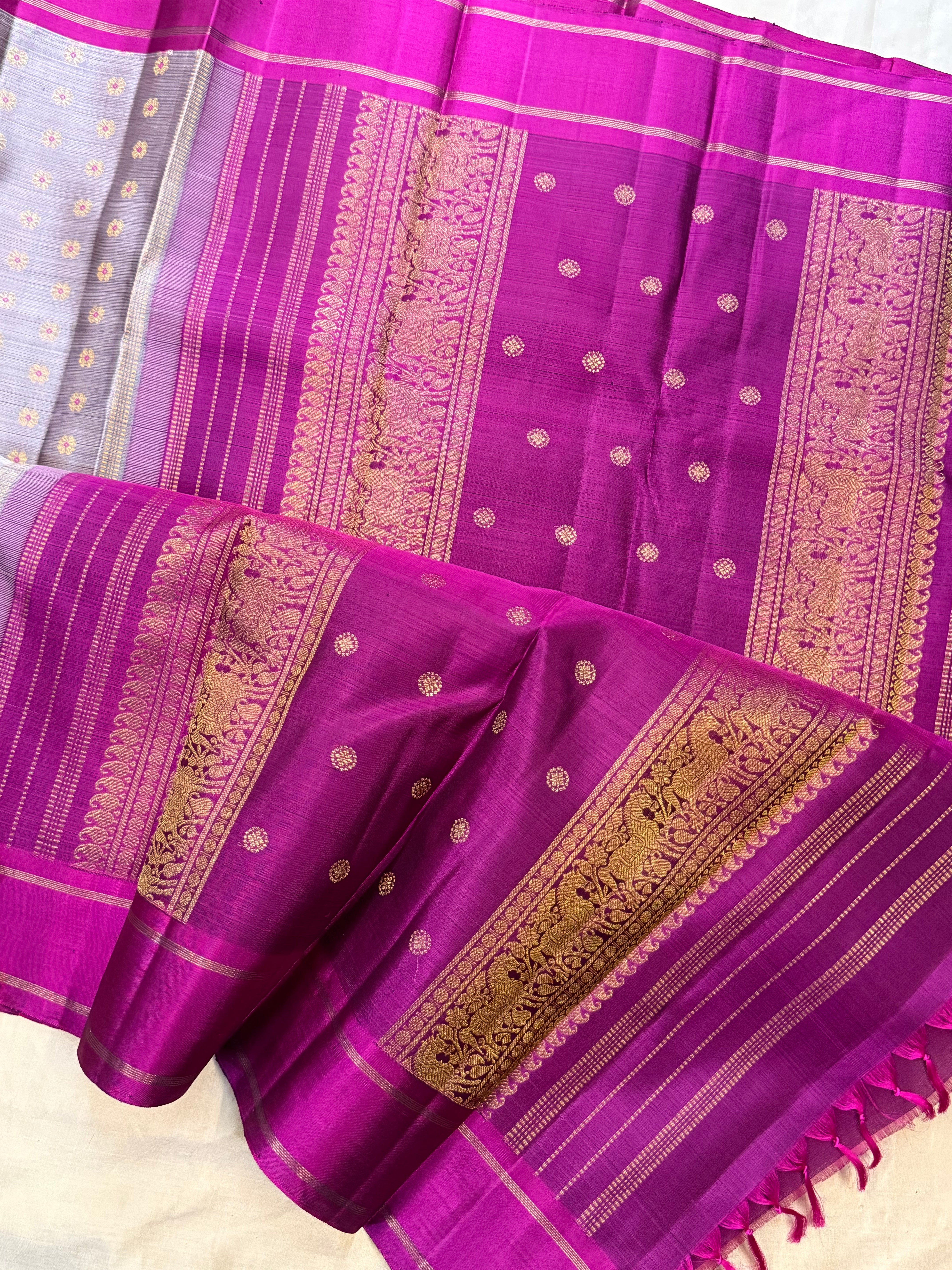 Grey meenakari butta / Kanjipuram silk CL9954