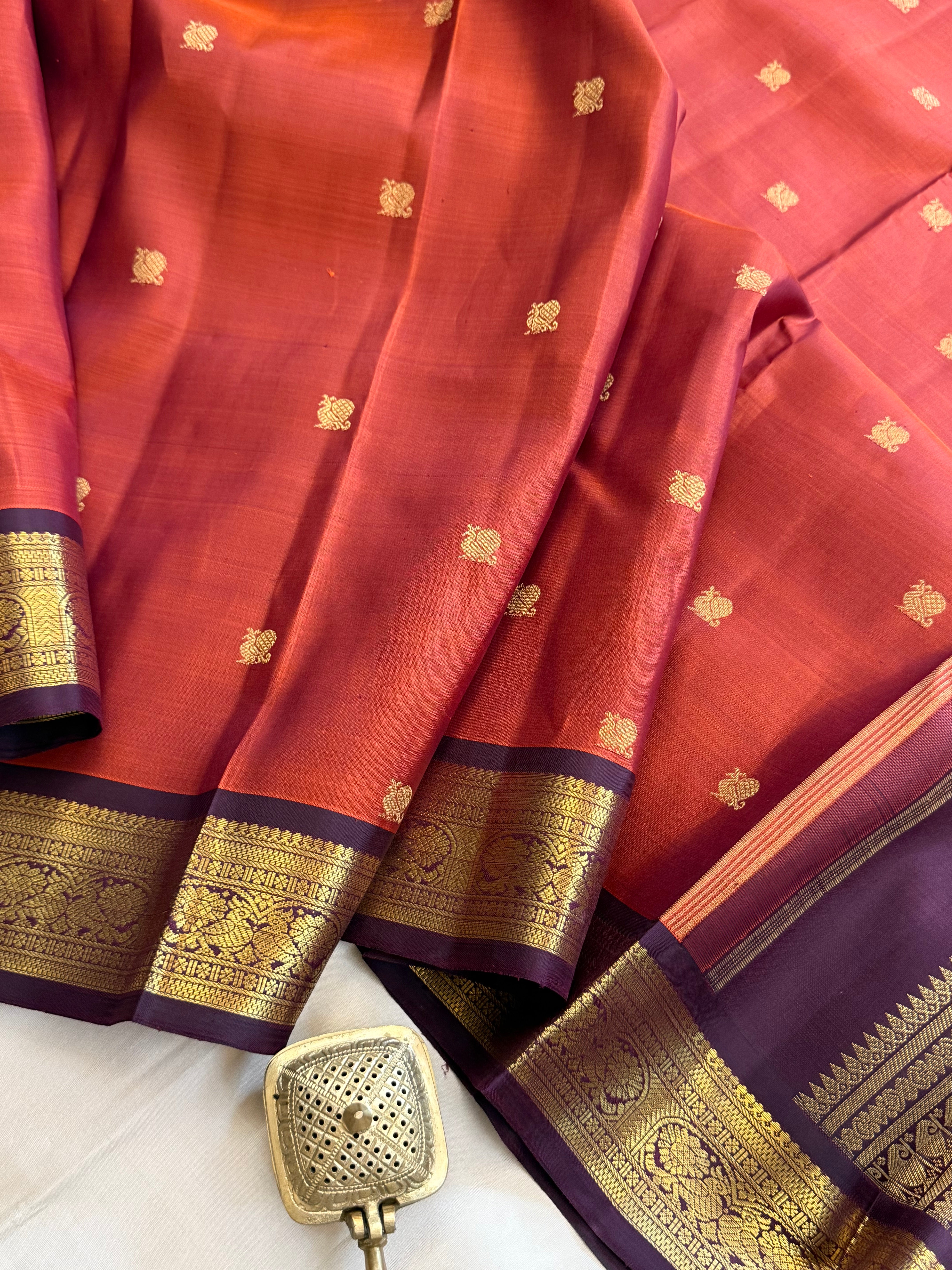 Rust Annam Butta Pure Kanjipuram silk