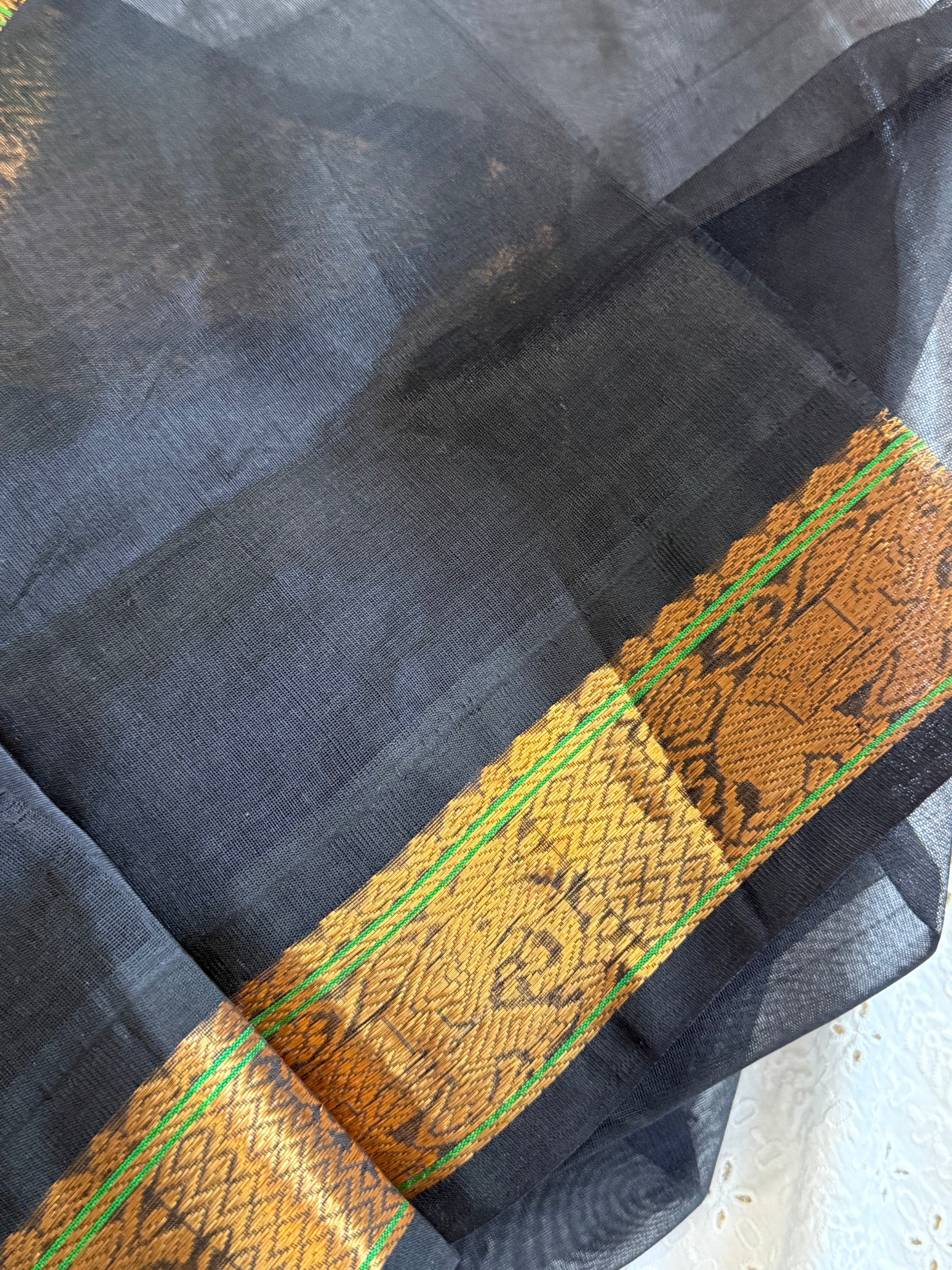 Lavender and dark blue / silk cotton