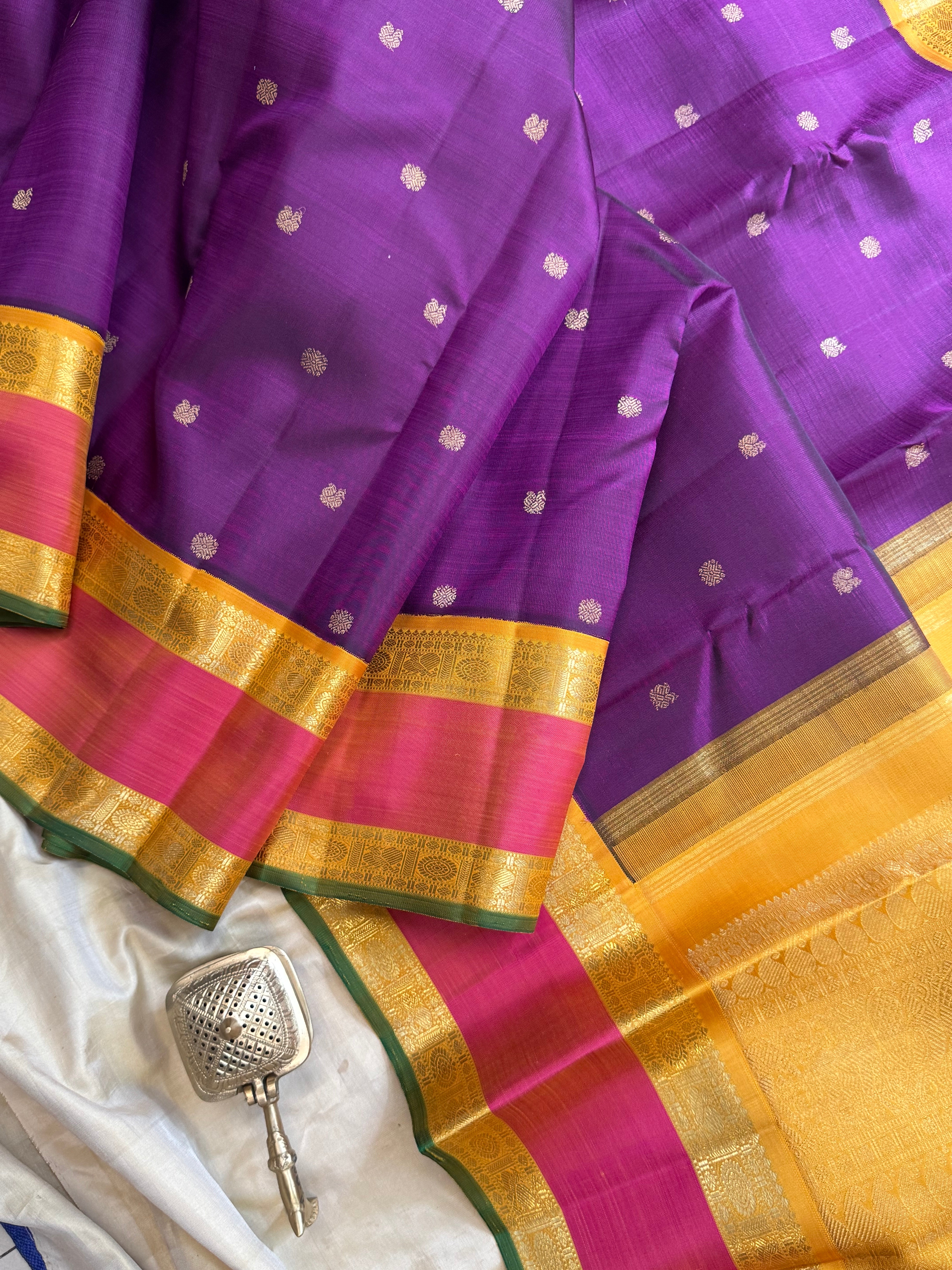 Purple retta pet  Korvai / Kanjipuram silk