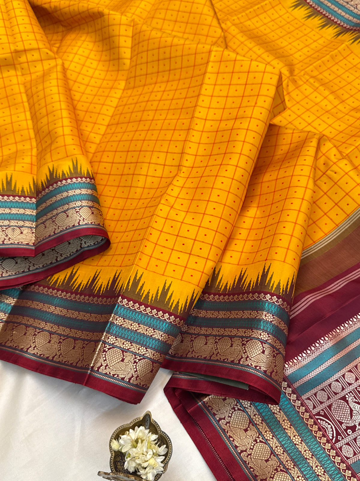 festivel edit _special edition _ mango yellow laksham Butta Korvai /silk saree clsa 12434