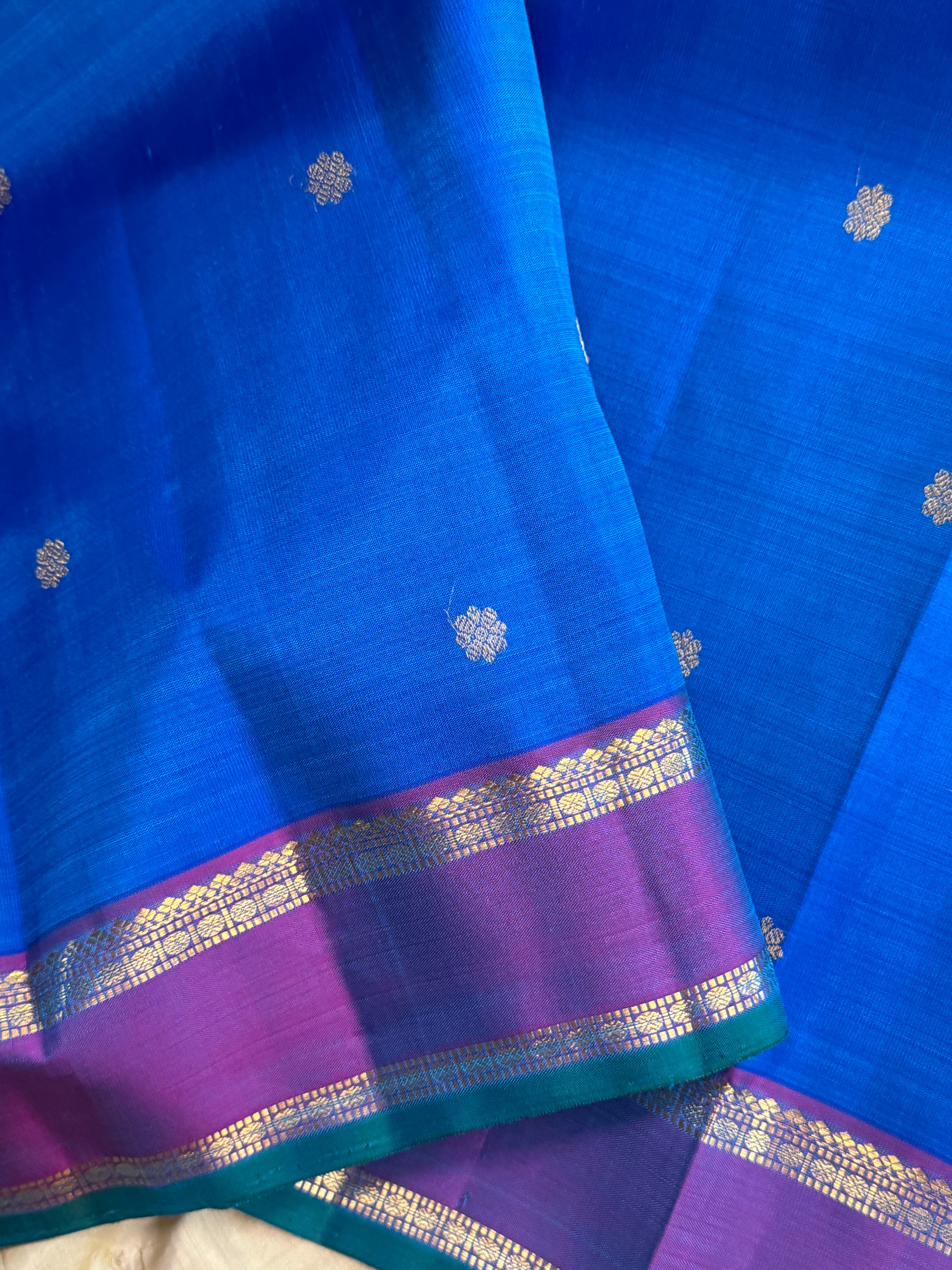 Blue and purple rettapet border/ Kanjipuram silk