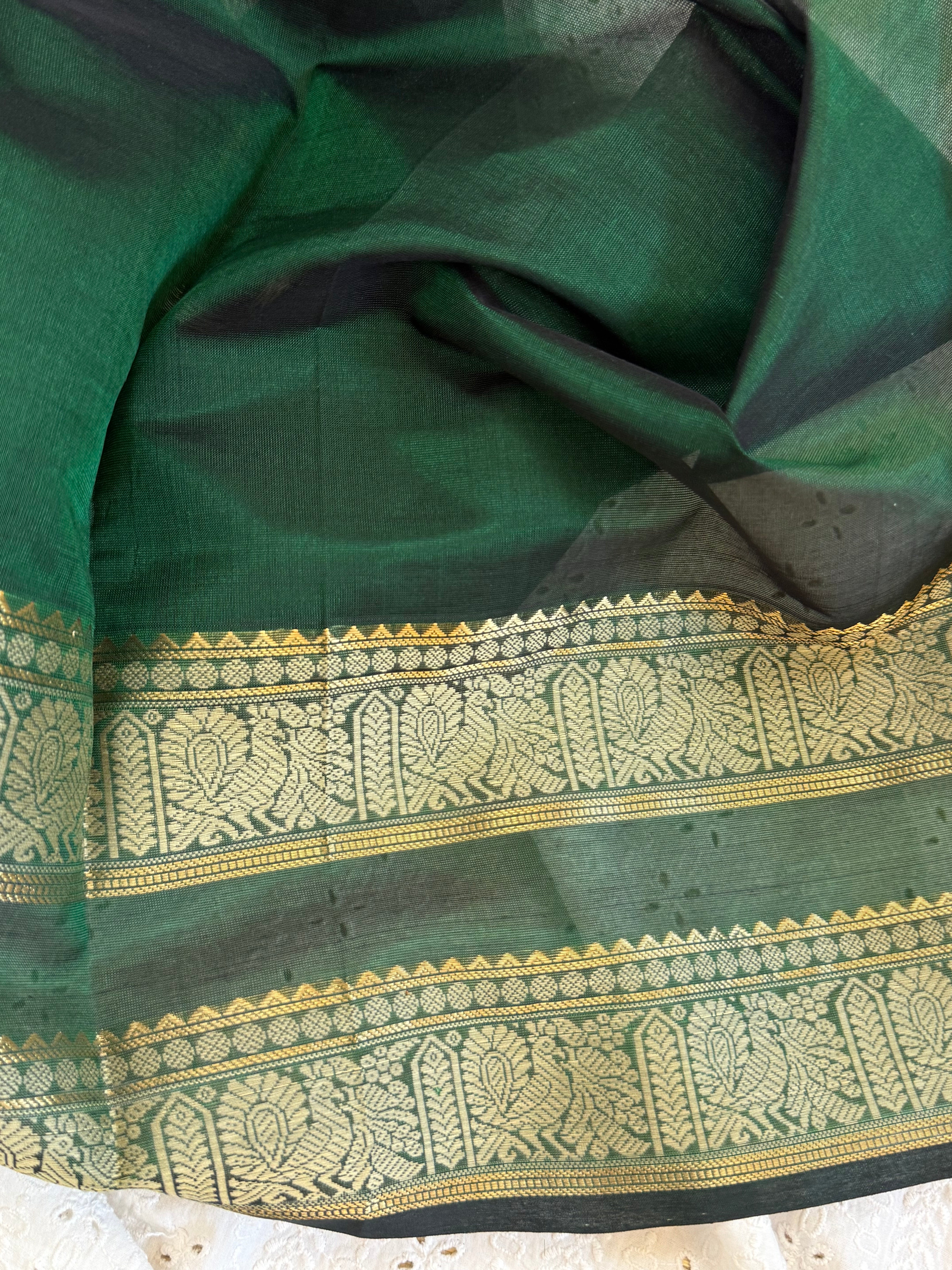 Leaf green vairaoosi rettapet border/ Premium Silk Cotton CL 8290