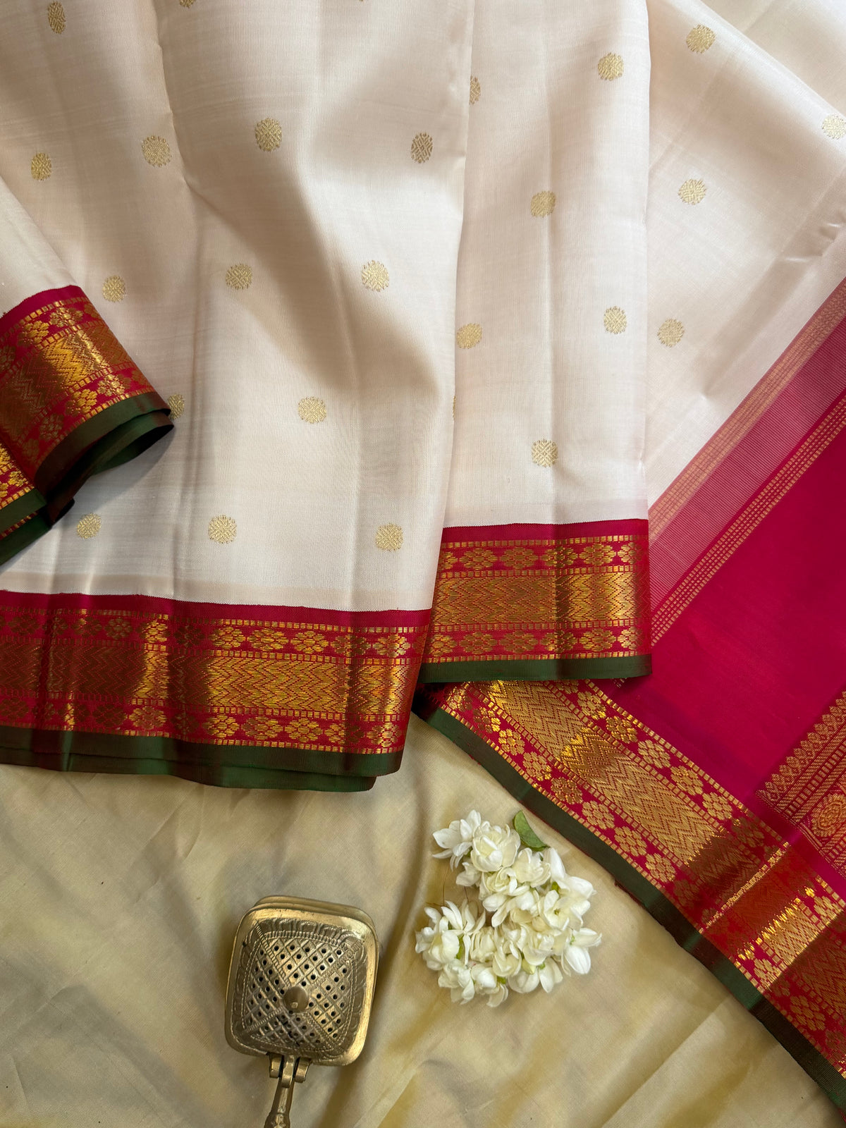 Off white Korvai / Kanjipuram silk saree clsa 11670