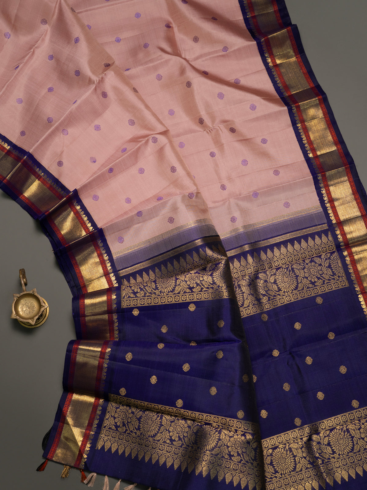 Baby pink korvai Kanjipuram Silk Saree CLSA8410