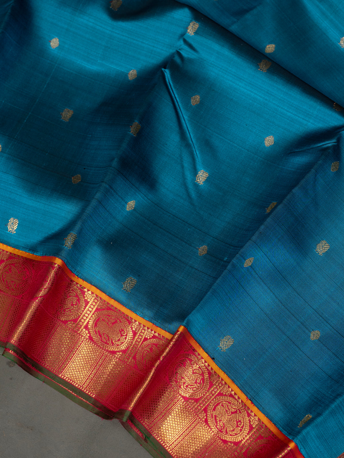 Rama blue Kai Korvai Kanjipuram Silk Saree CLSA7749