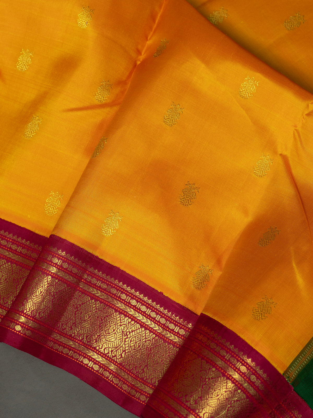 Yellow Ganga Jamuna double palla Kanjipuram Silk Saree CLSA9473