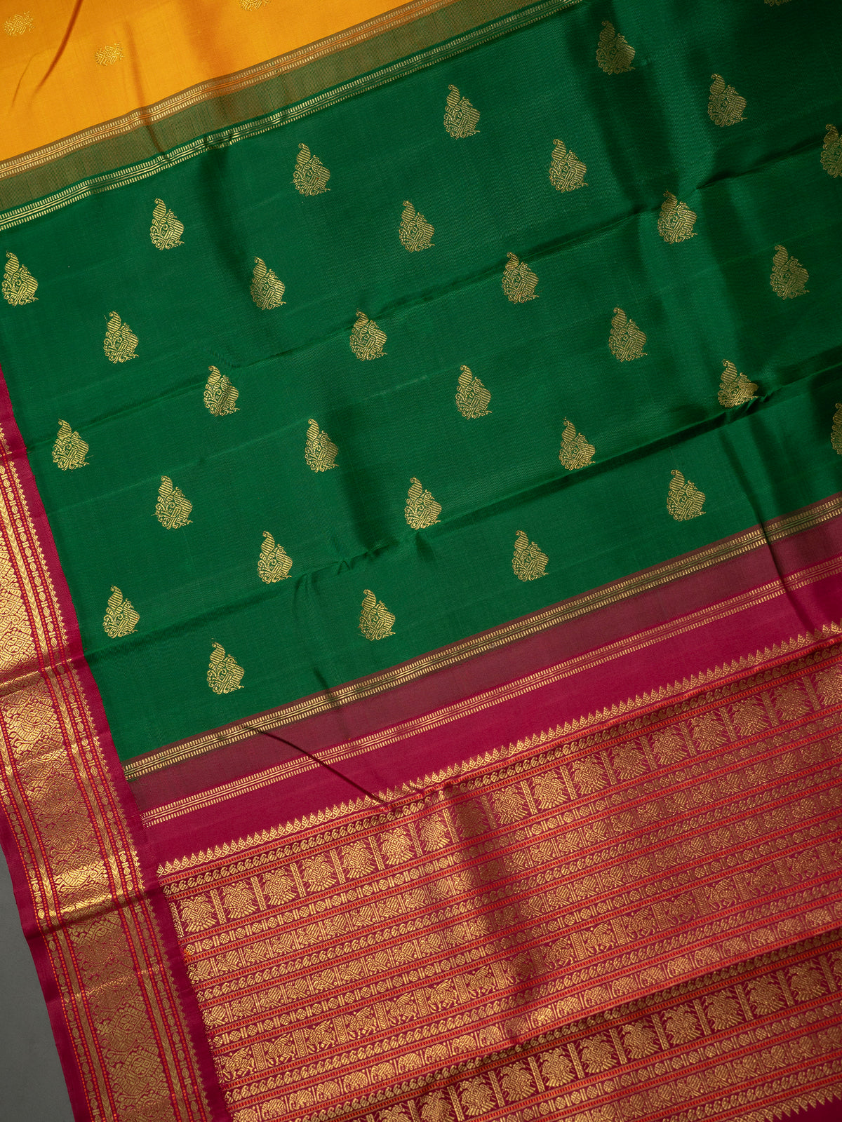 Yellow Ganga Jamuna double palla Kanjipuram Silk Saree CLSA9473