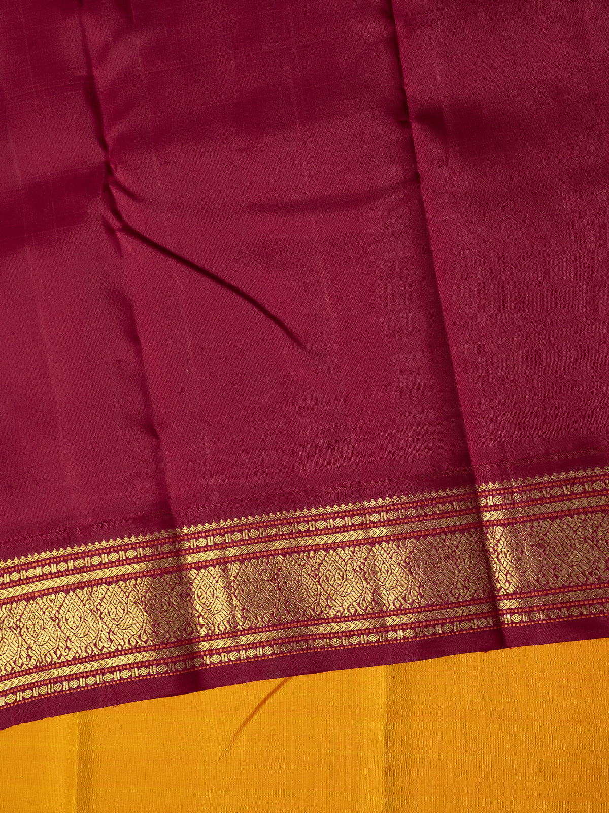 Yellow Ganga Jamuna double palla Kanjipuram Silk Saree CLSA9473