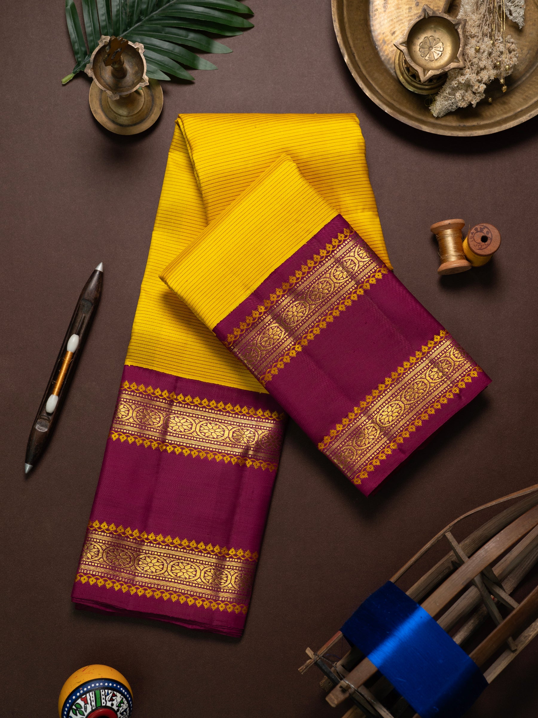 Vintage yellow revival saree Kanjipuram Silk Saree CLSA10996