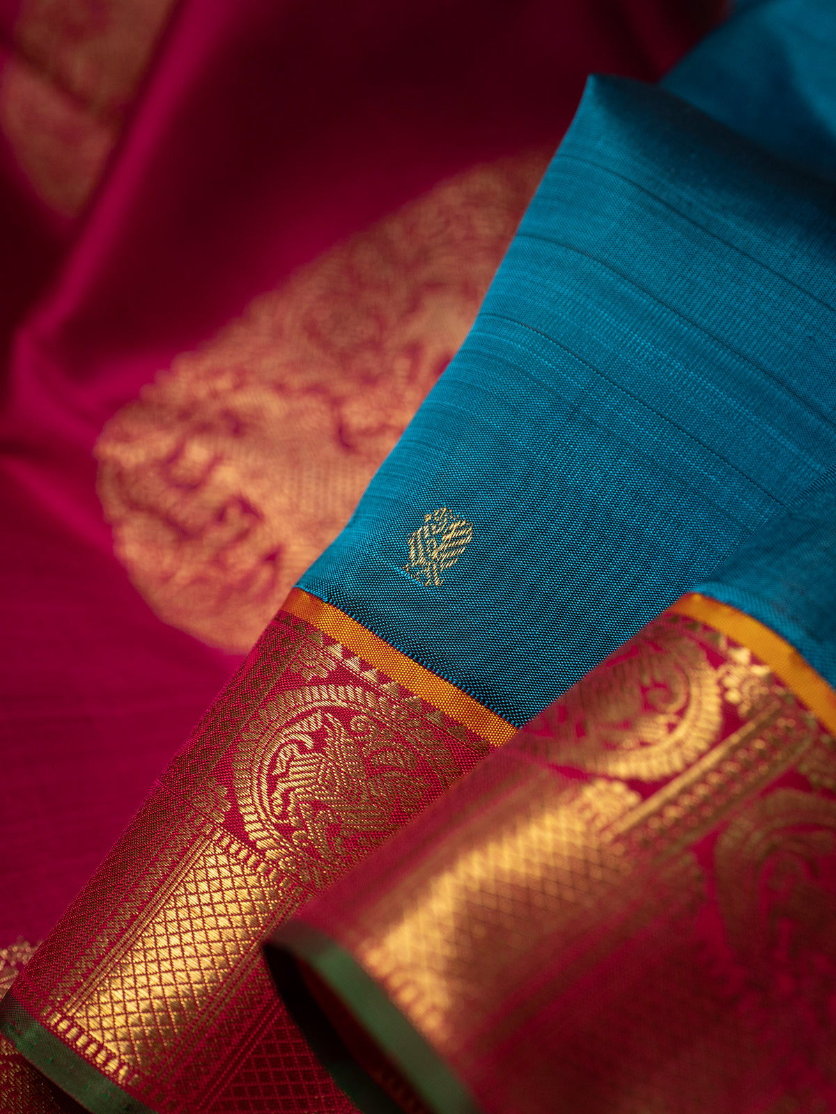 Rama blue Kai Korvai Kanjipuram Silk Saree CLSA7749