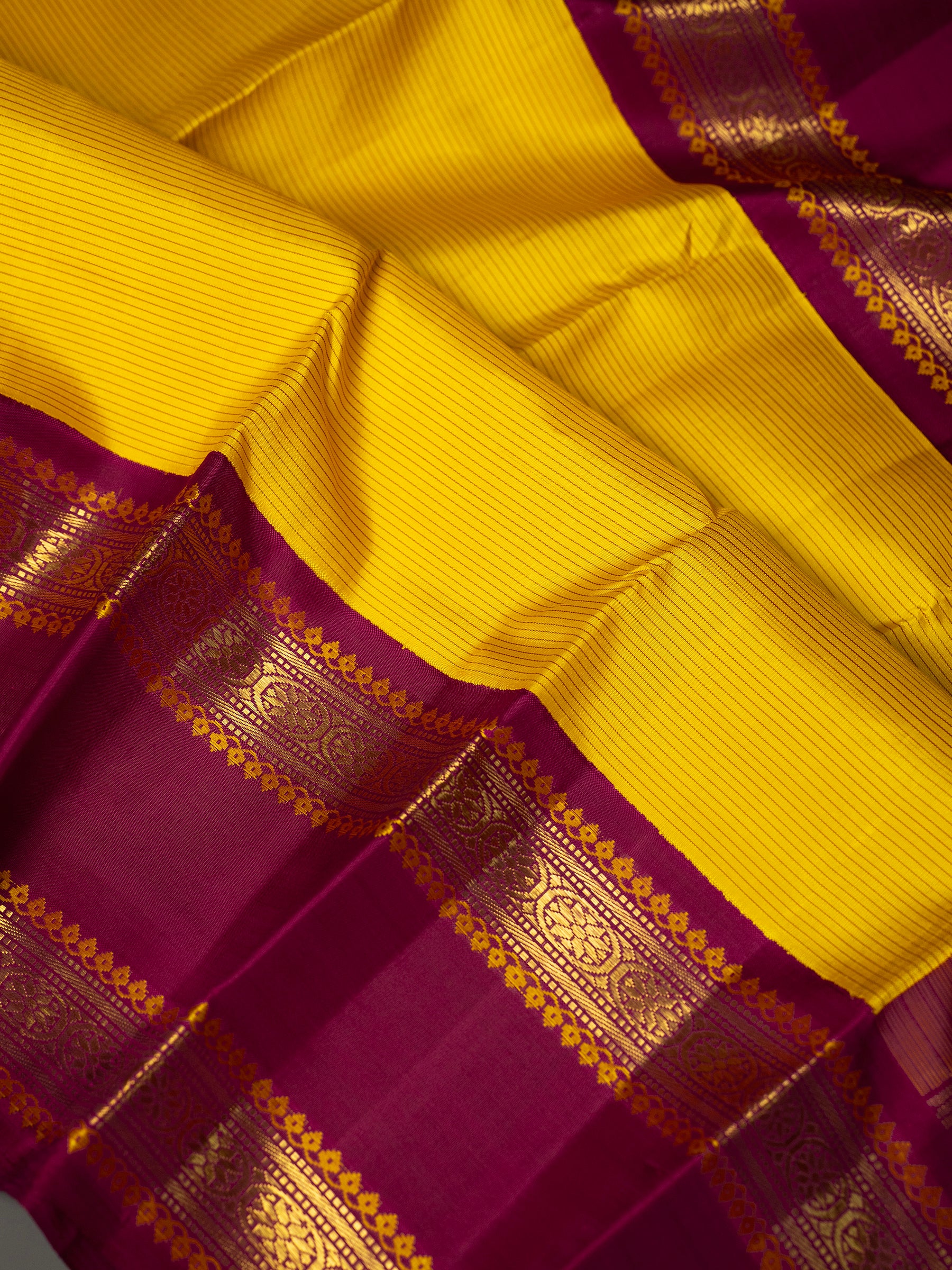 Vintage yellow revival saree Kanjipuram Silk Saree CLSA10996