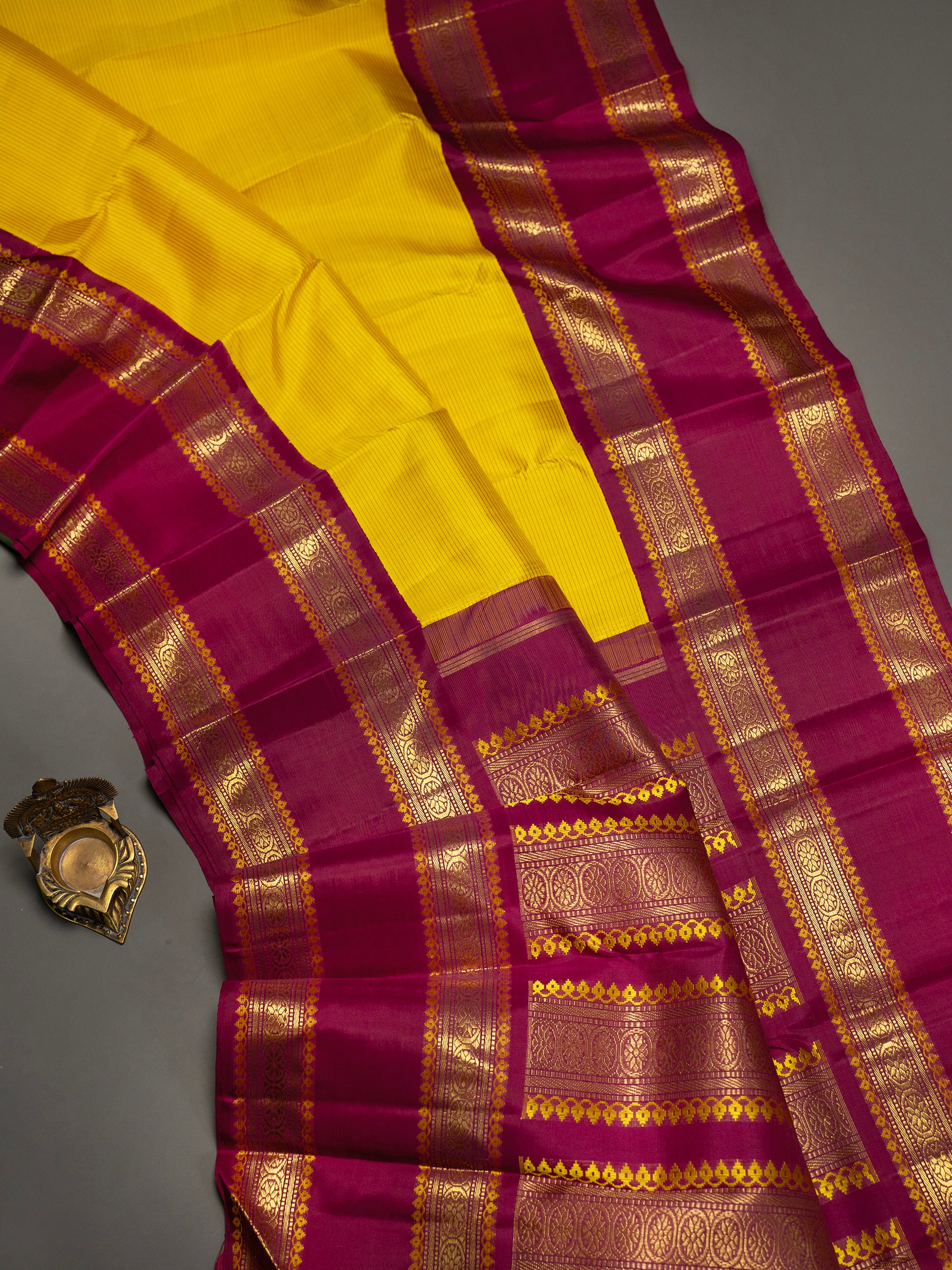 Vintage yellow revival saree Kanjipuram Silk Saree CLSA10996