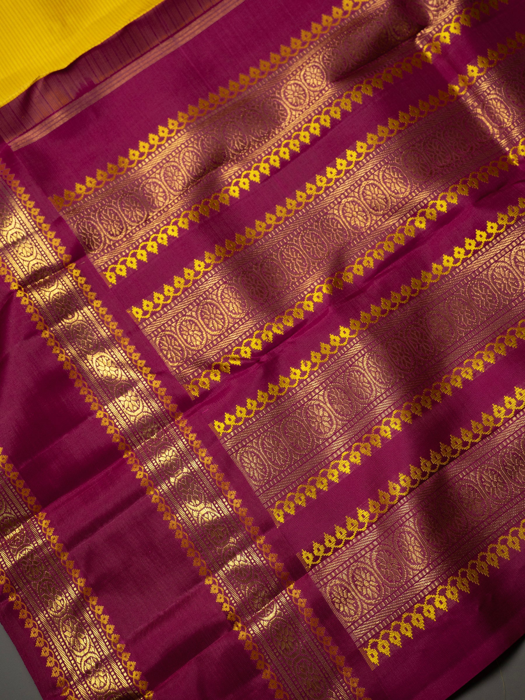 Vintage yellow revival saree Kanjipuram Silk Saree CLSA10996