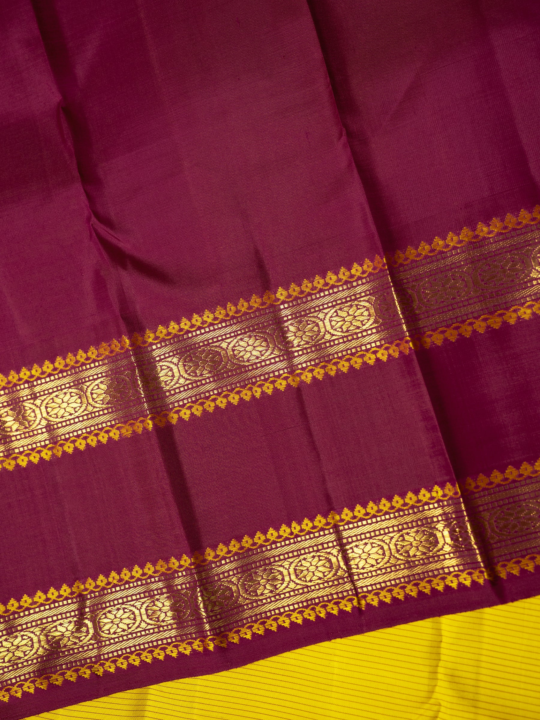 Vintage yellow revival saree Kanjipuram Silk Saree CLSA10996