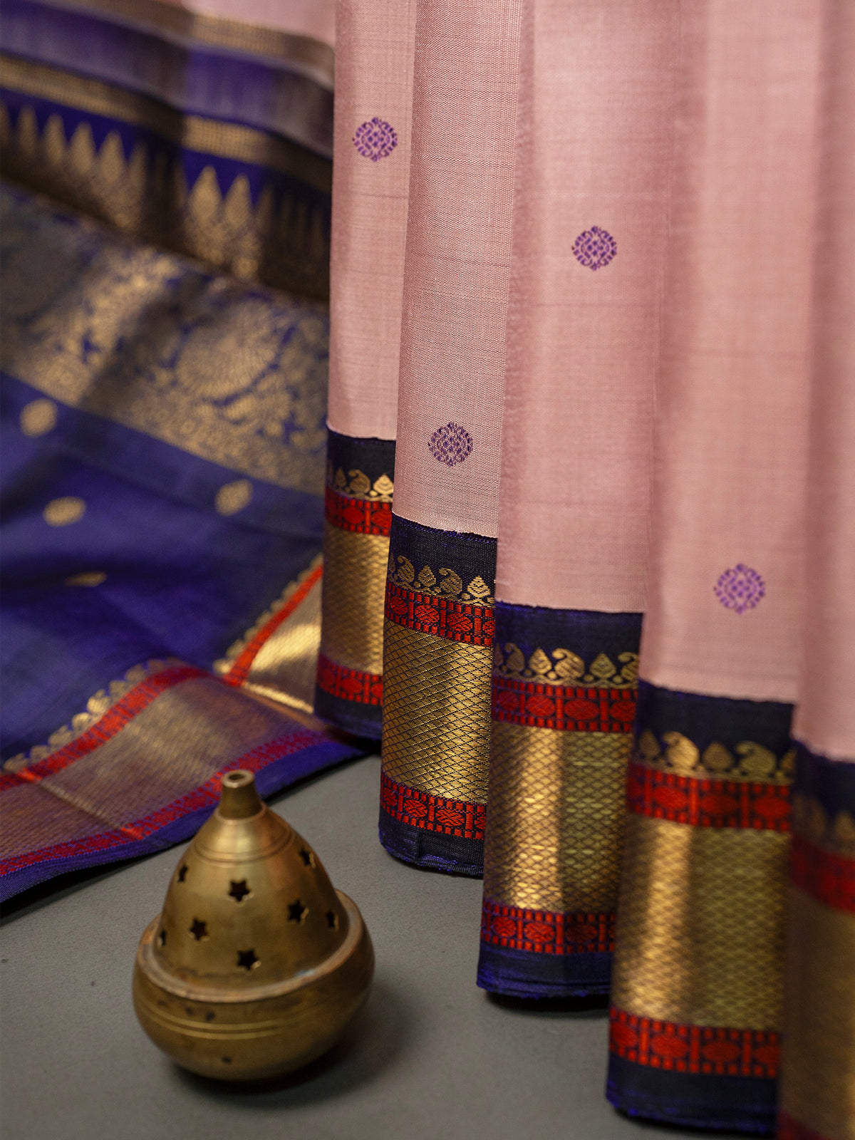 Baby pink korvai Kanjipuram Silk Saree CLSA8410