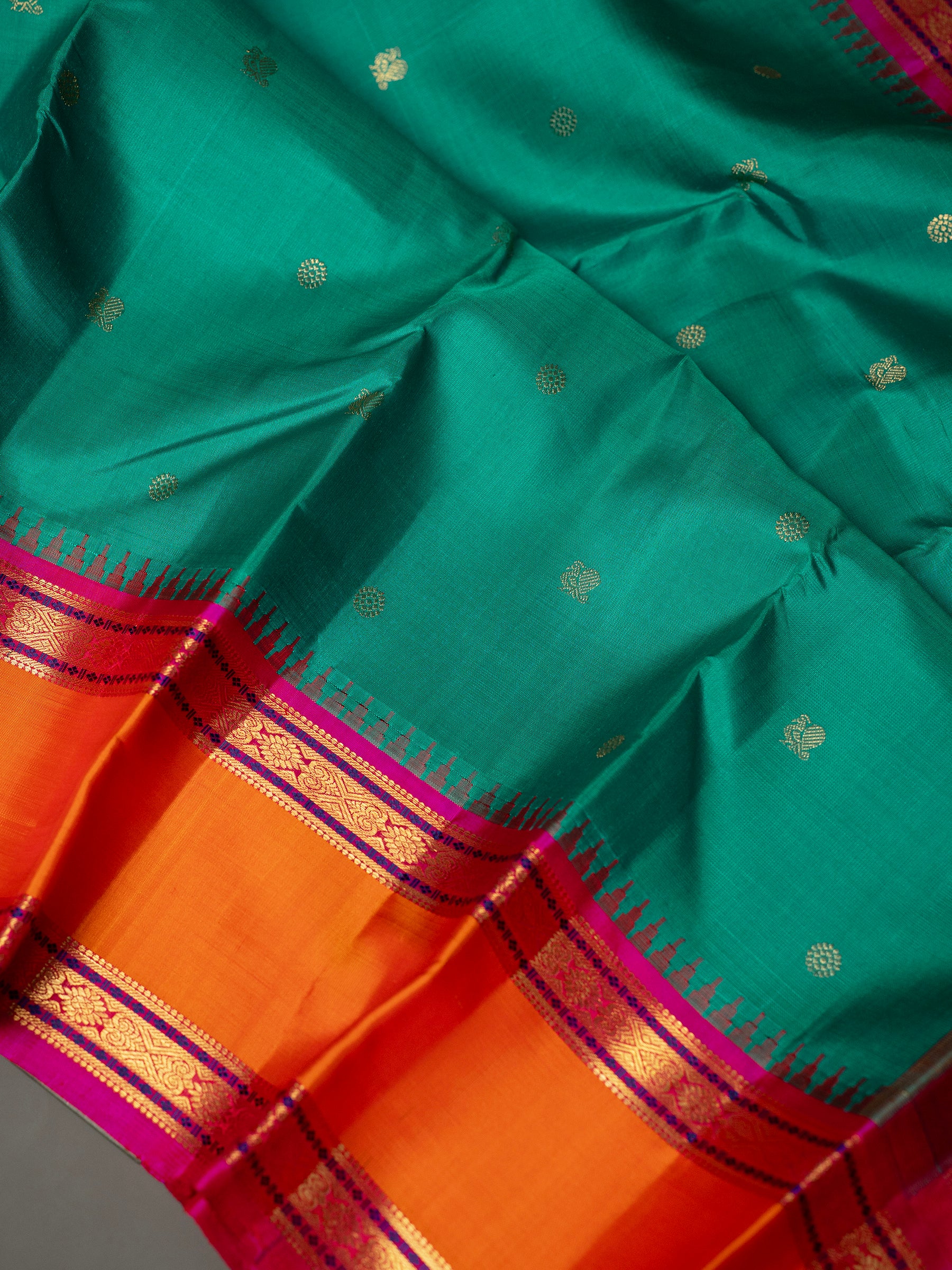 Rama green retta pet korvai / Kanjipuram Silk Saree CLSA8181