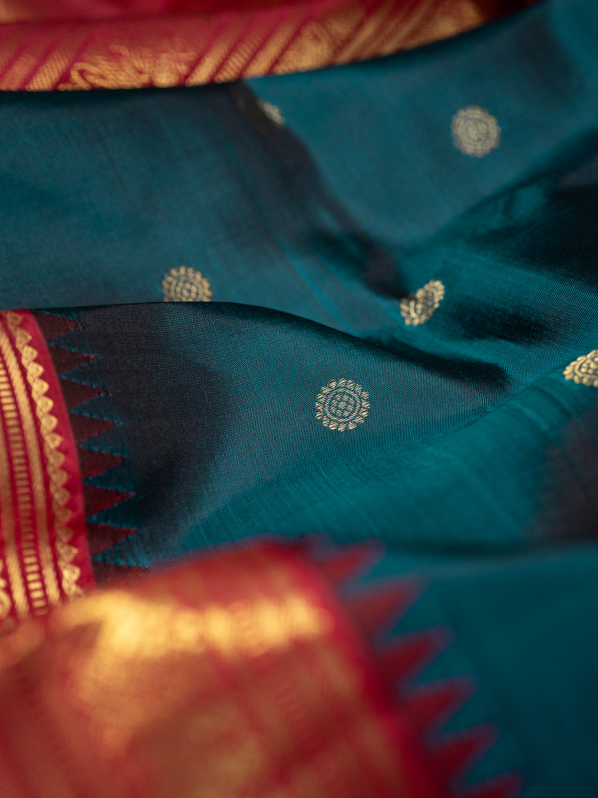 Rama green Korvai Kanjipuram Silk Saree CLSA10977