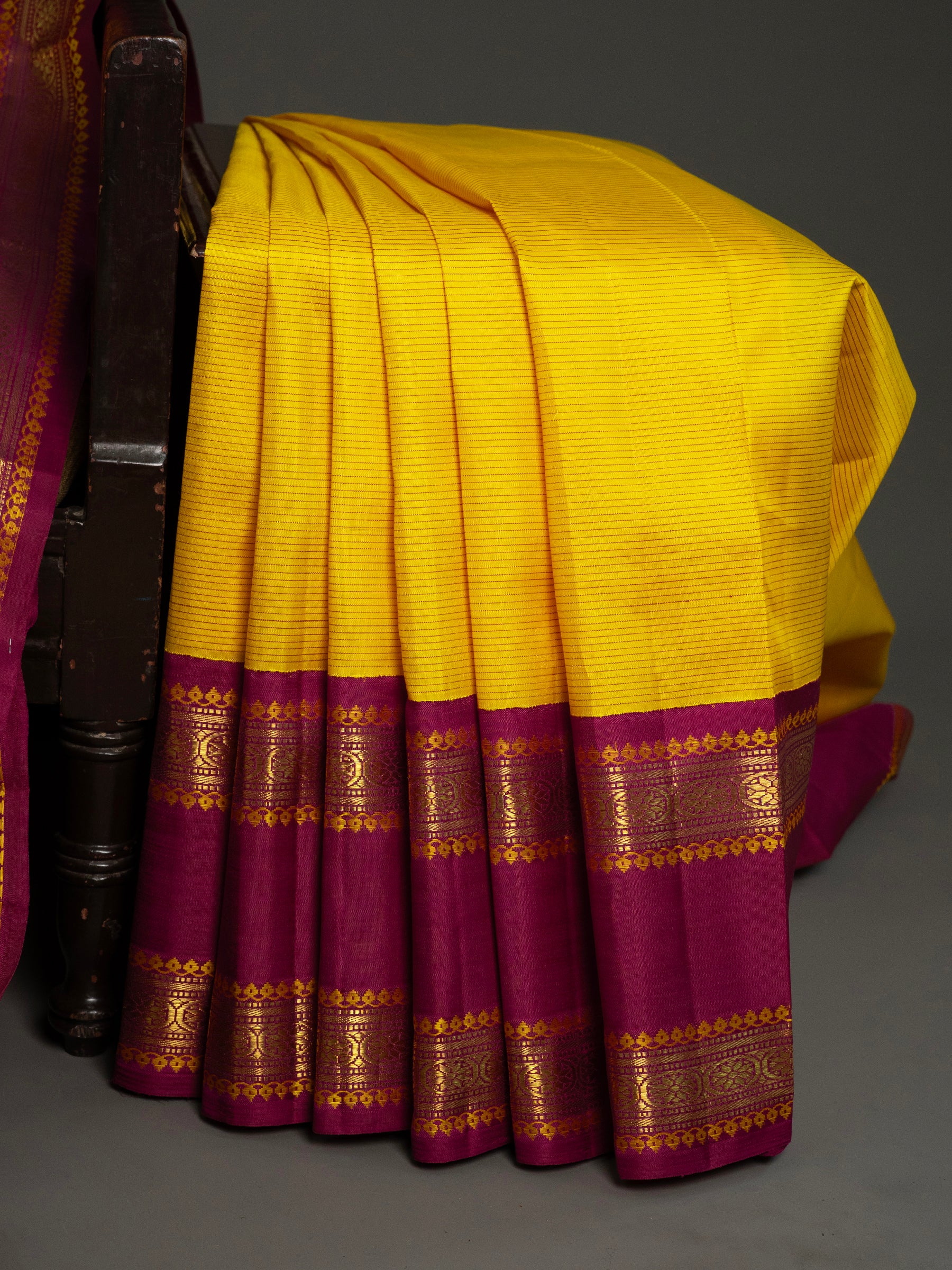 Vintage yellow revival saree Kanjipuram Silk Saree CLSA10996