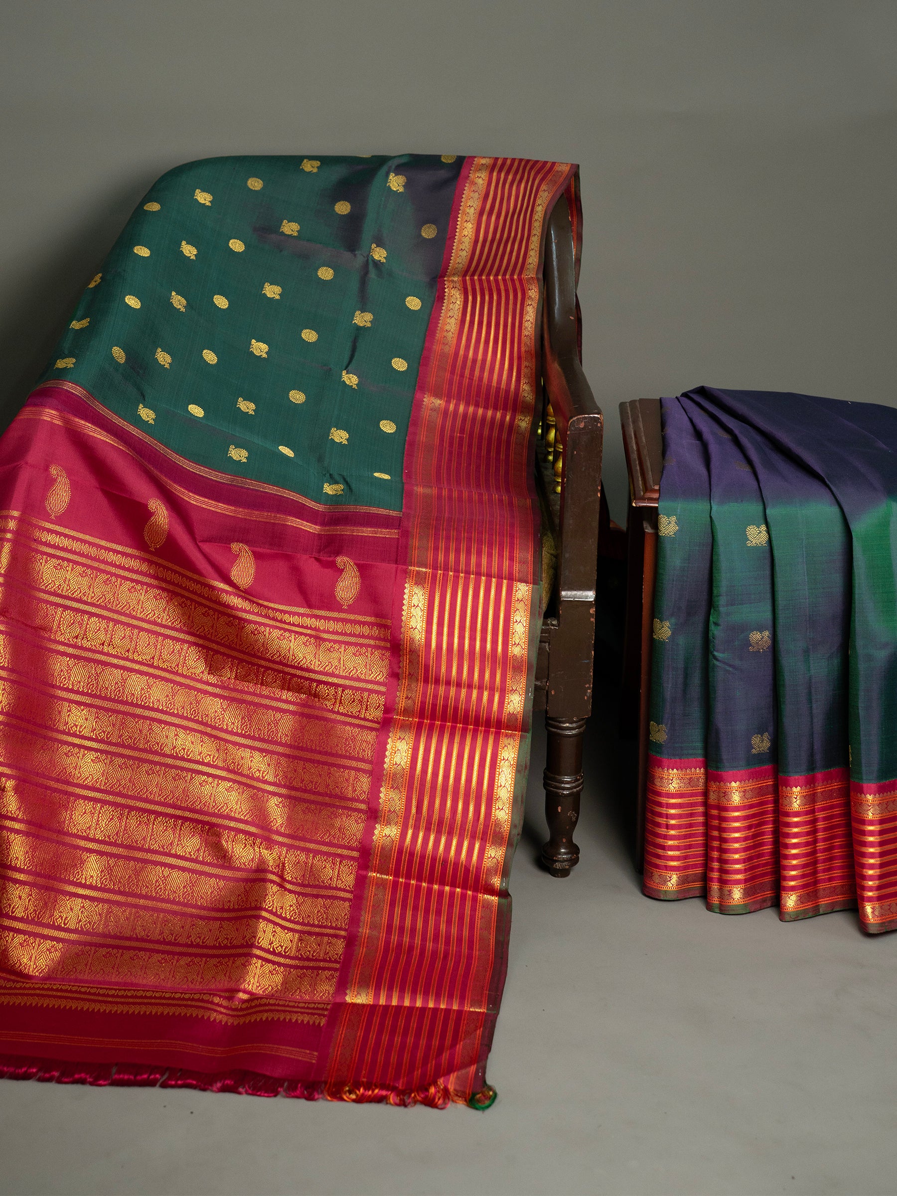 Mayilkazhuthu varisapet korvai Kanjipuram Silk Saree CLSA10050