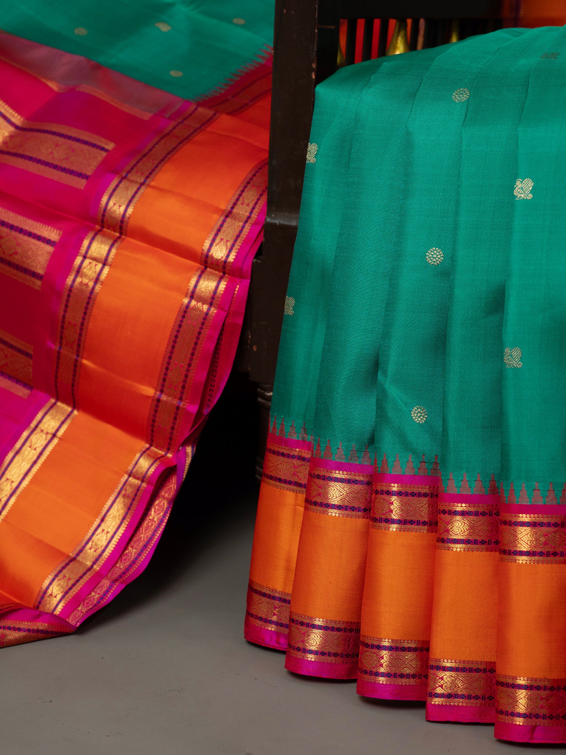 Rama green retta pet korvai / Kanjipuram Silk Saree CLSA8181