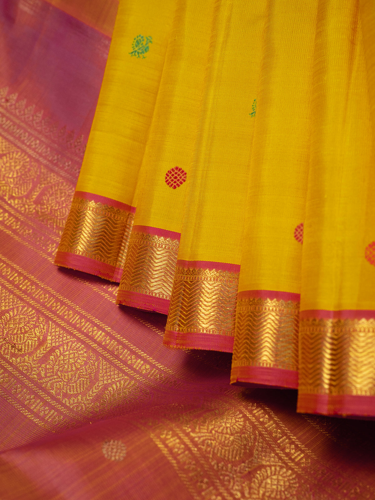 Yellow thread colored butta small border/ Kanjipuram Silk Saree CLSA11914