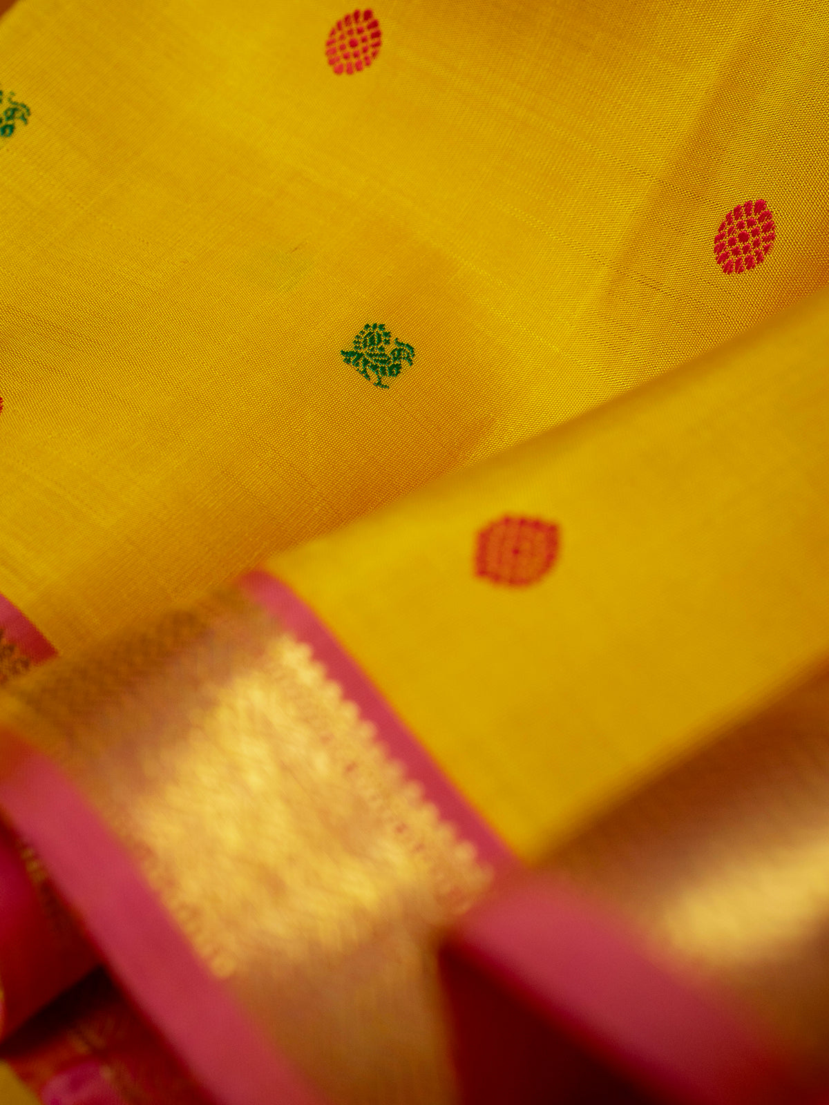 Yellow thread colored butta small border/ Kanjipuram Silk Saree CLSA11914