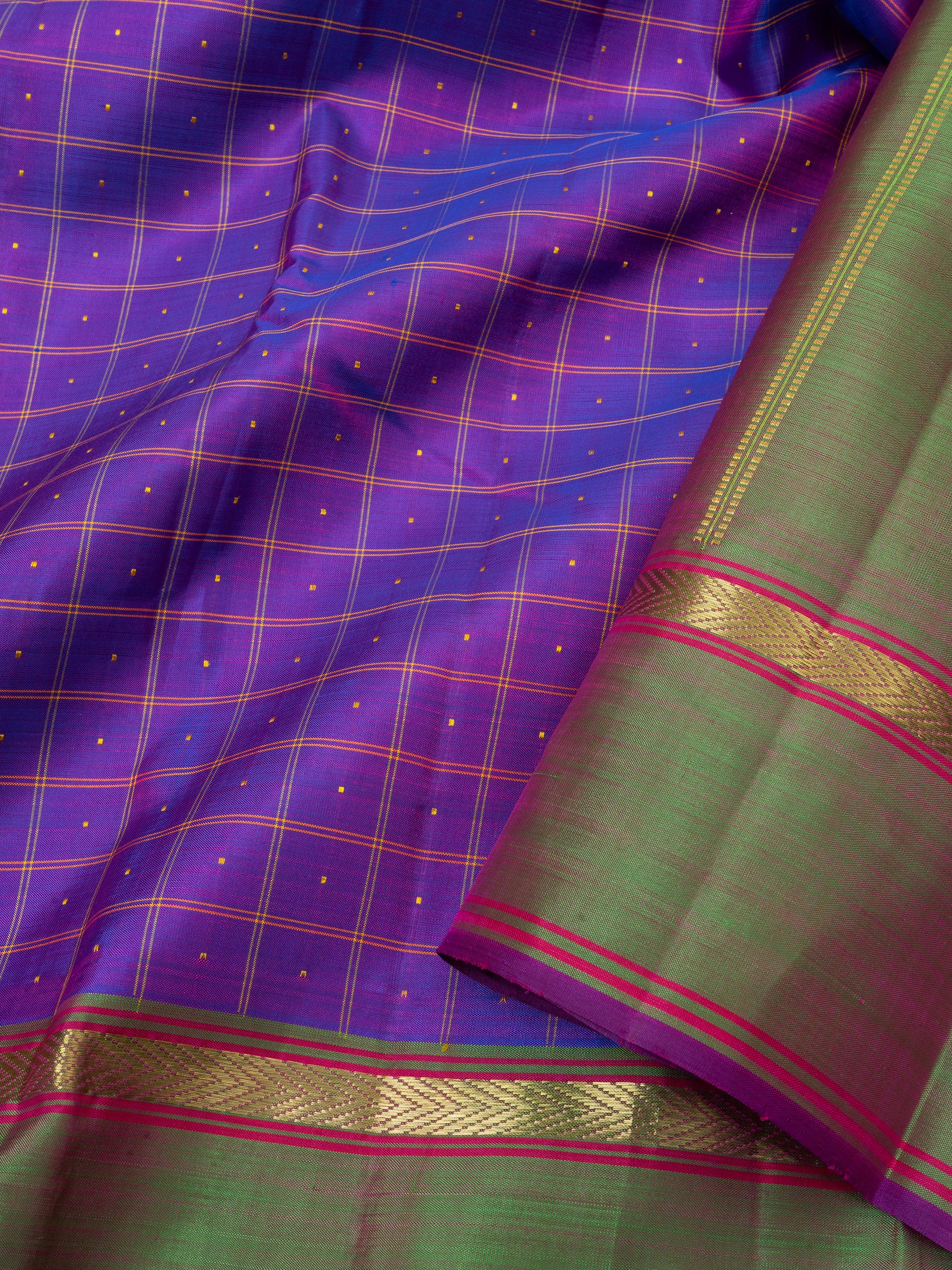 Purple and green pooja checks /  Arani silk CLSA5718